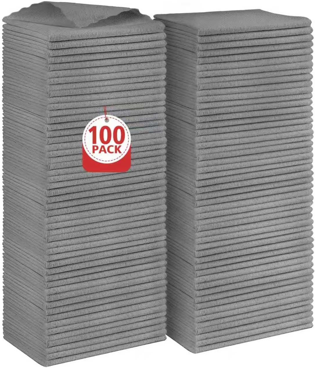 Orighty Grey Microfiber Cleaning Cloth, 100 Pack Highly Absorbent Cleaning Supplies, Lint Free