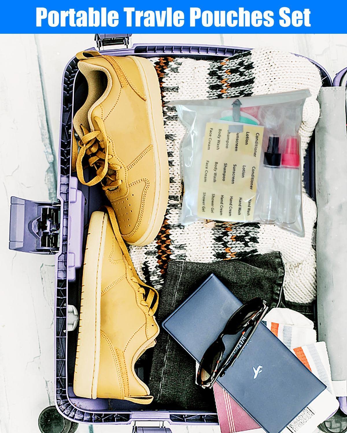 17 Pack Travel Pouches for Toiletries,TSA Approved,Travel Size Portable Containers,Stand Up