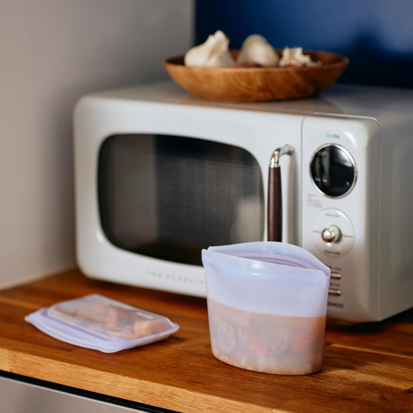 Stasher Premium Silicone Reusable Food Storage Bowl, Lavender, Microwave, Sous Vide, Dishwasher