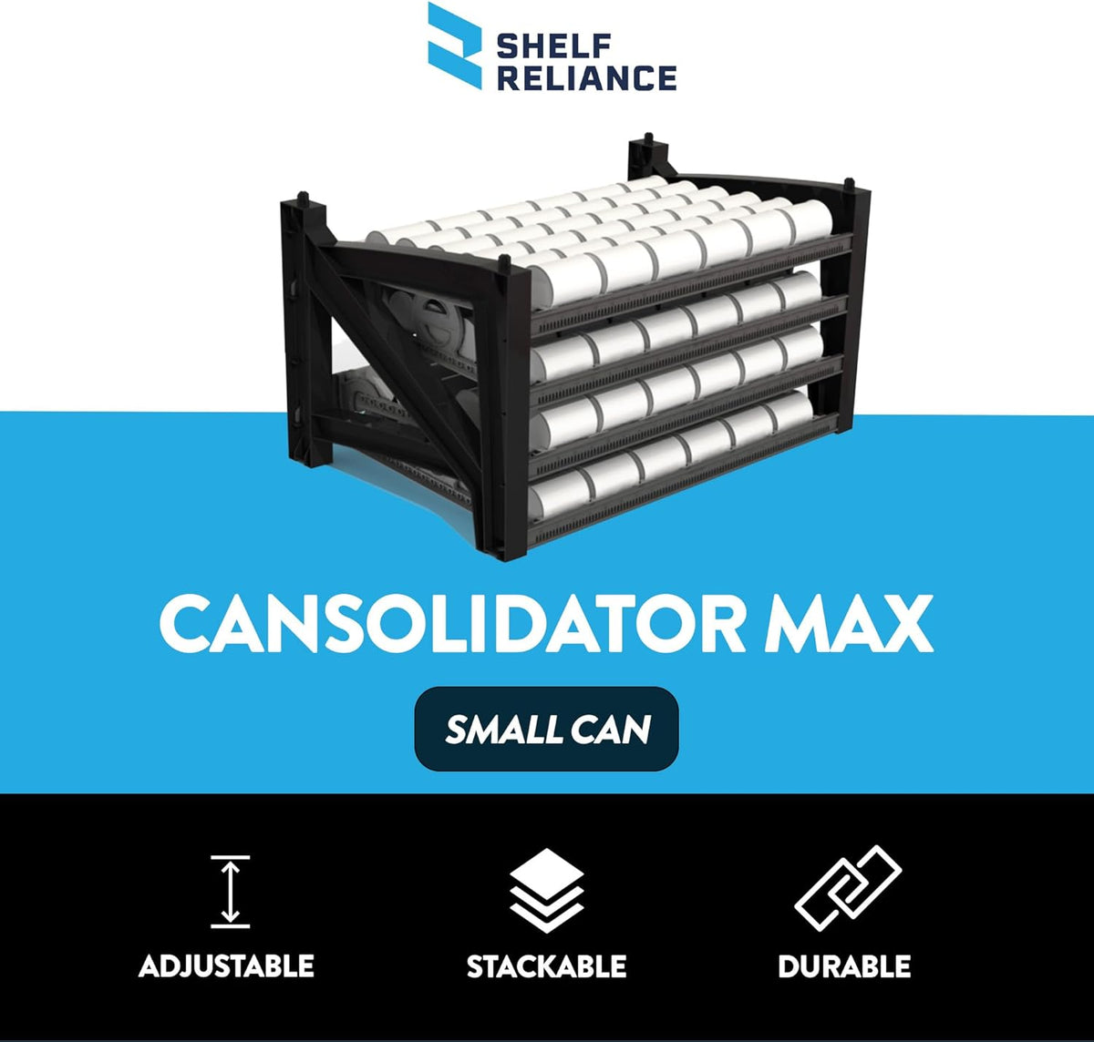 Shelf Reliance Cansolidator Max Large - 1-Pack Can Organizer for Pantry, Stackable Soda Can Storage