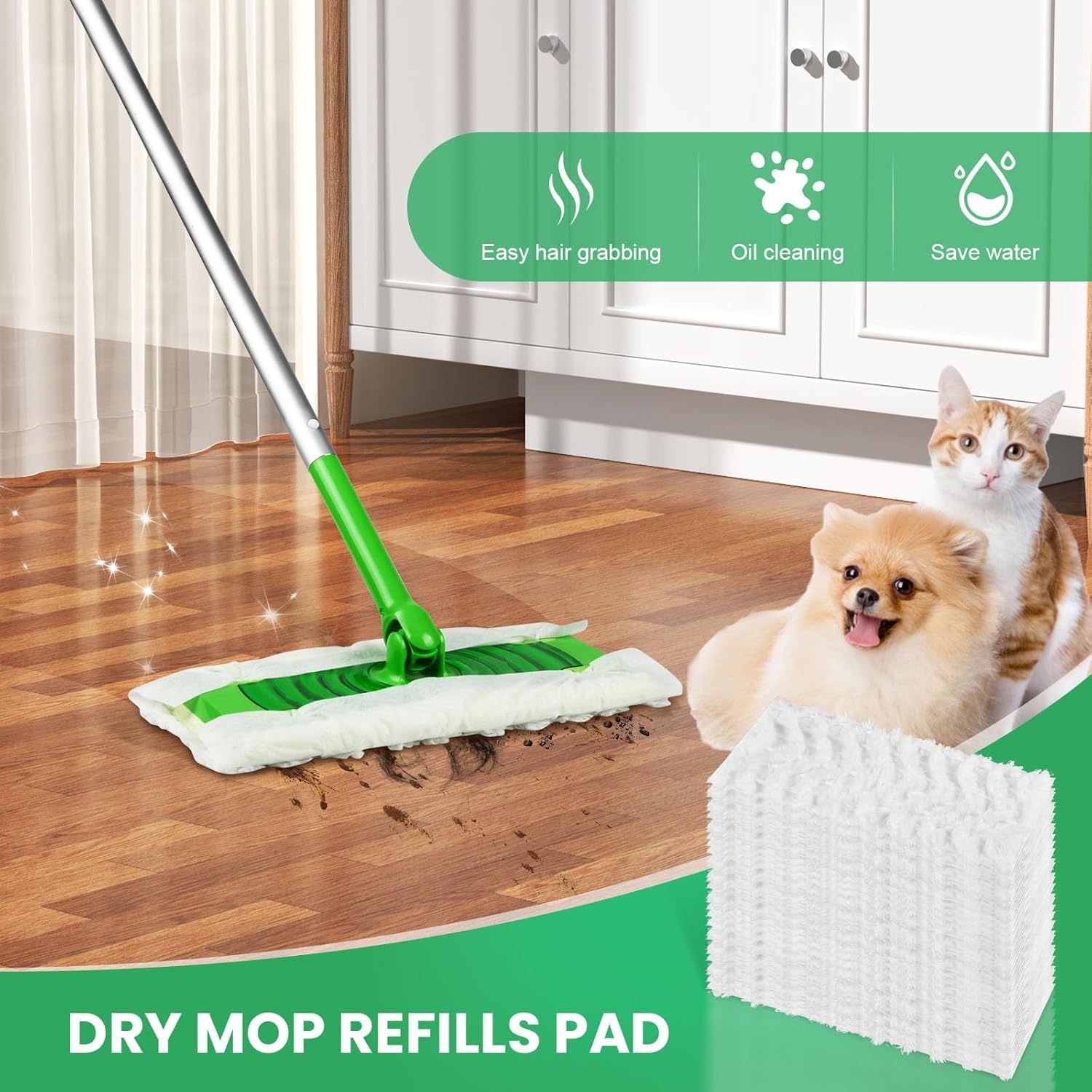 60 Count Dry Sweeping Cloths Compatible with Swiffer Sweeper Heavy Duty Pet Pads Refills Cleaning