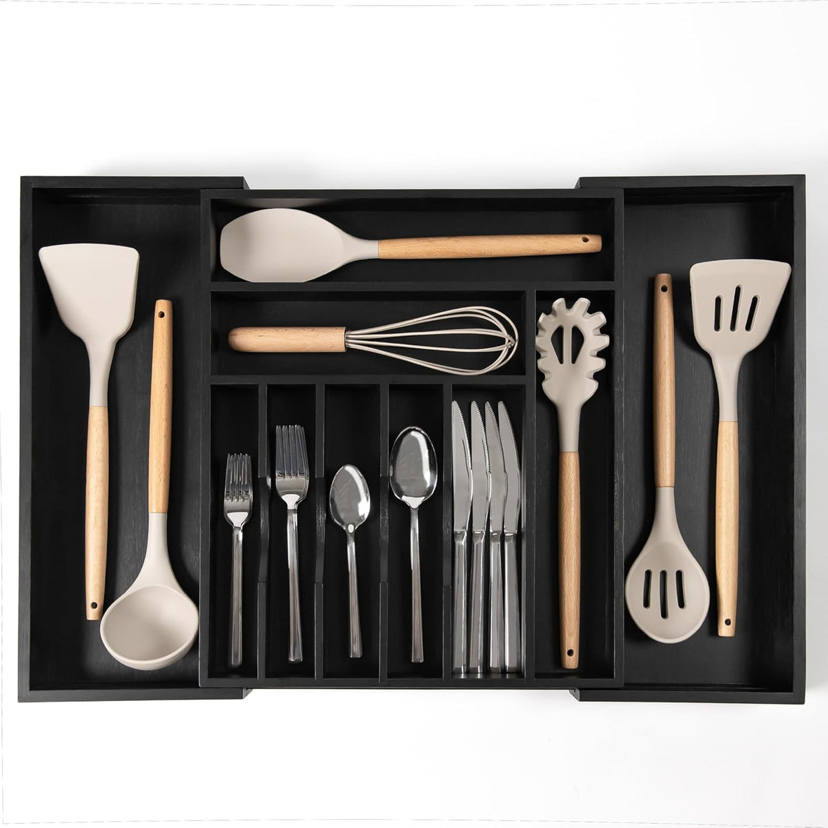 KitchenEdge Premium Silverware, Flatware and Utensil Organizer for Kitchen Drawers, Food-Safe