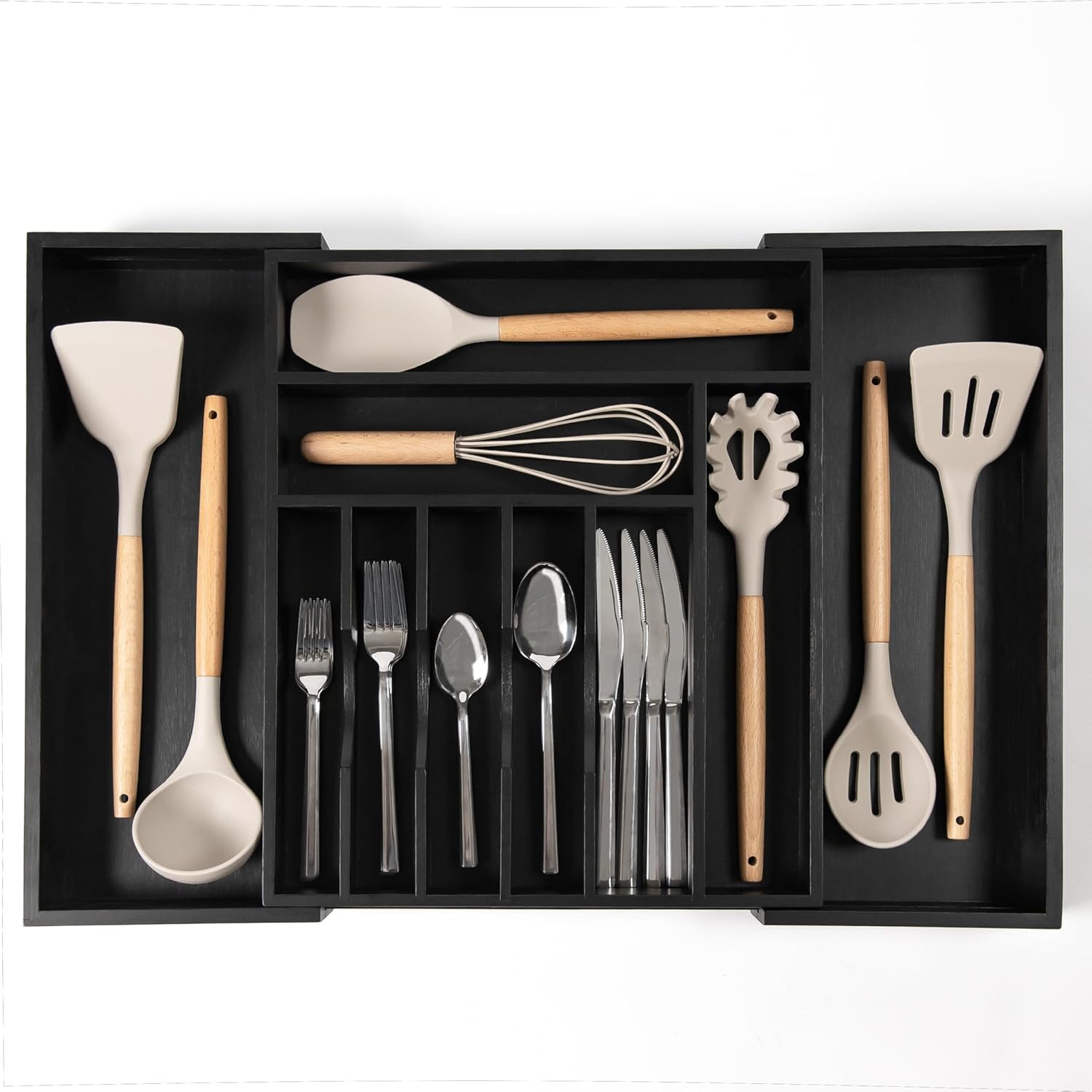 KitchenEdge Premium Silverware, Flatware and Utensil Organizer for Kitchen Drawers, Food-Safe