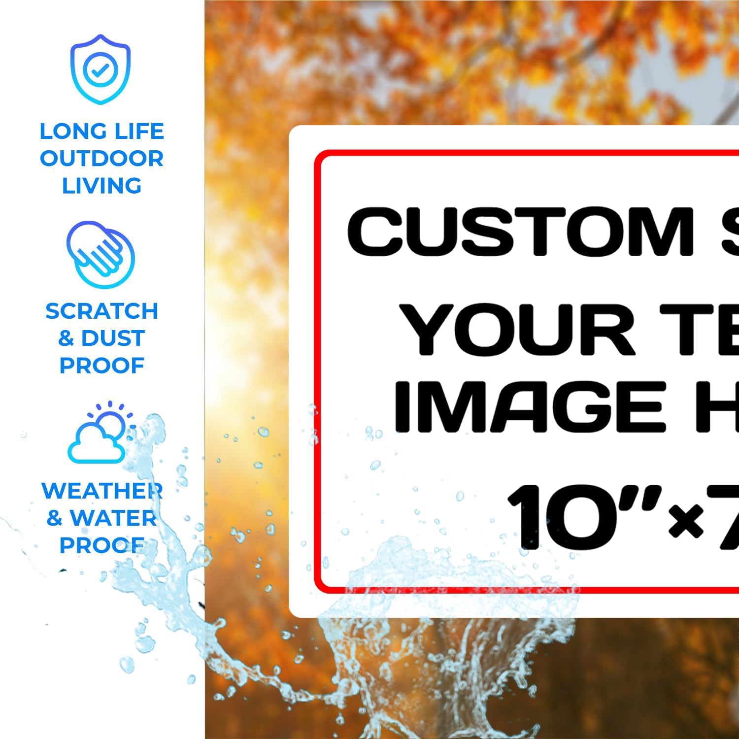 Personalized Aluminum Weatherproof Metal Sign - Multiple Sizes, Custom Text & Picture, Hazard