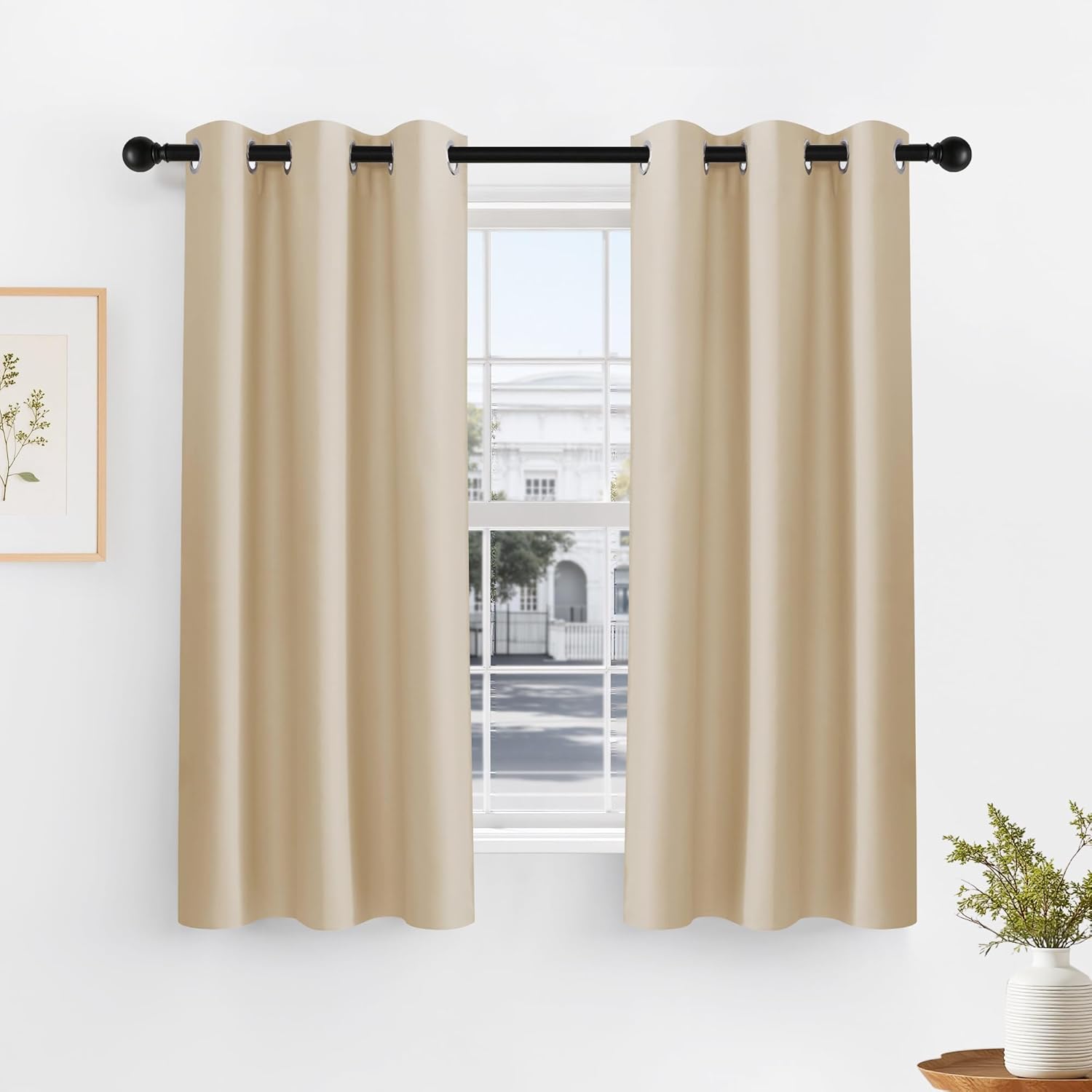 PONY DANCE Blackout Curtains Short, Half Window Curtains Tiers Solid Microfiber Valances Panels