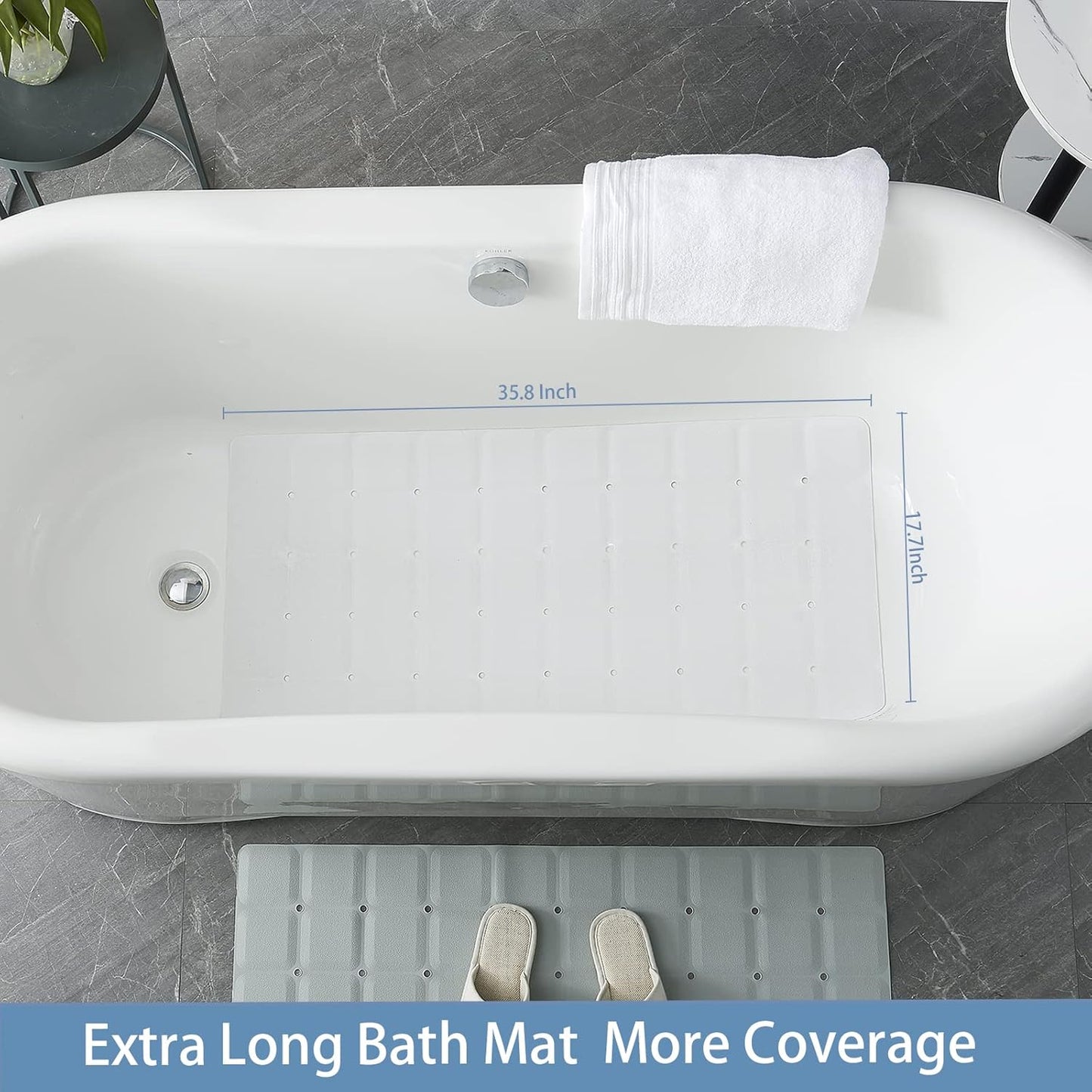 Foldable Silicone Bathtub Mat: Jumbo Size Heavy Duty Safety Bath Mat for Tub Without Suction Cups