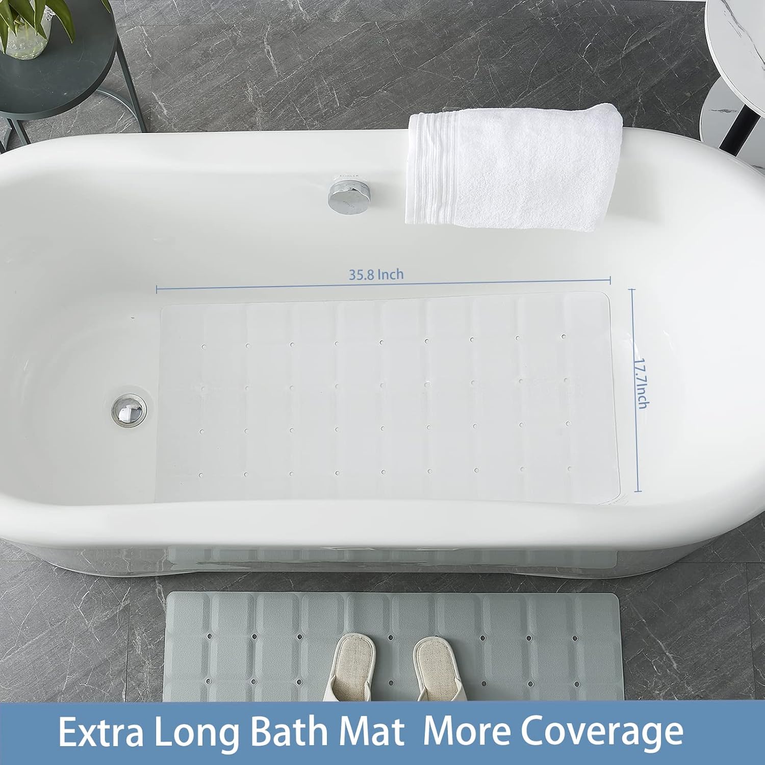 Foldable Silicone Bathtub Mat: Jumbo Size Heavy Duty Safety Bath Mat for Tub Without Suction Cups