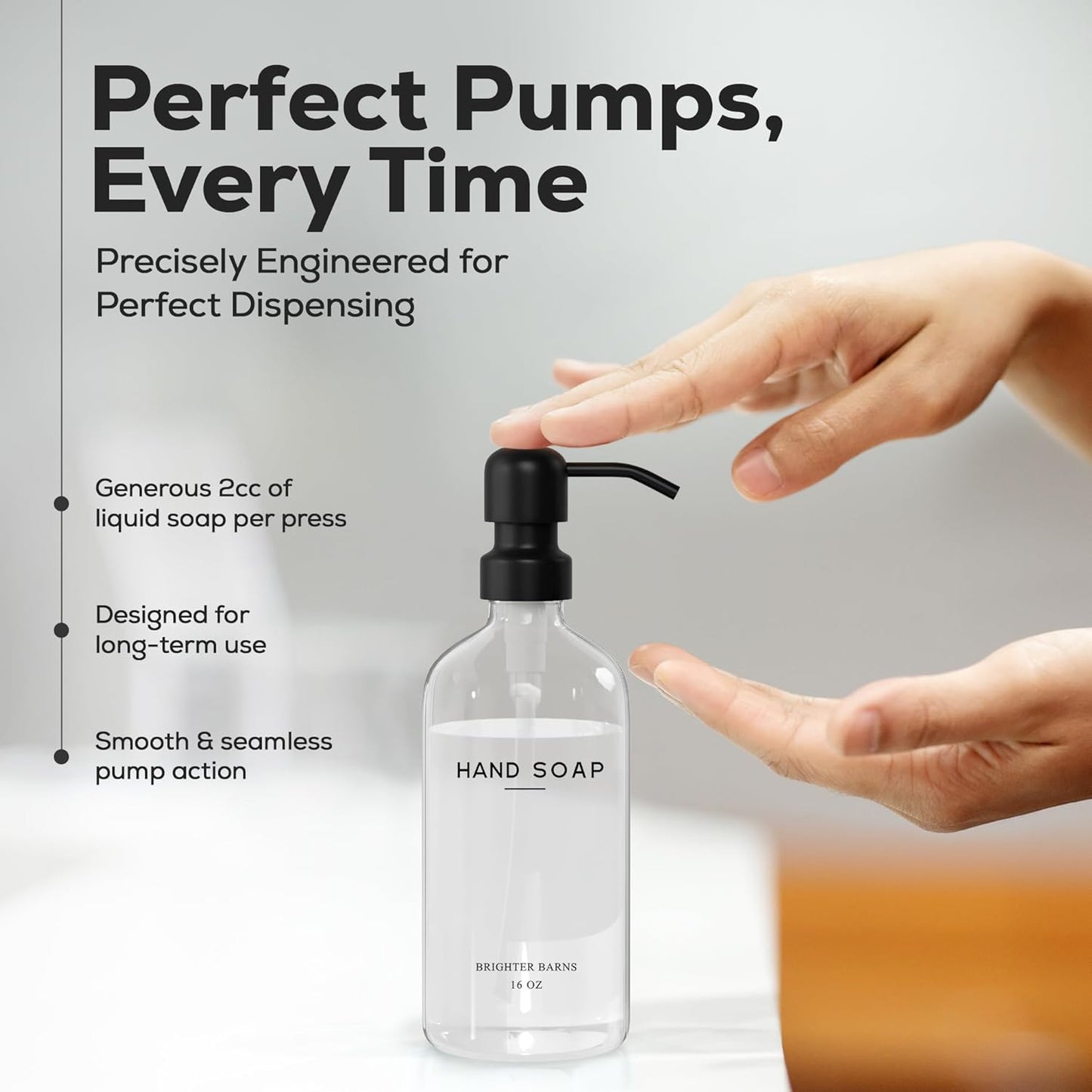 Clear Glass Hand and Dish Soap Dispenser Set by Brighter Barns - Kitchen Soap Dispenser Set & Pump