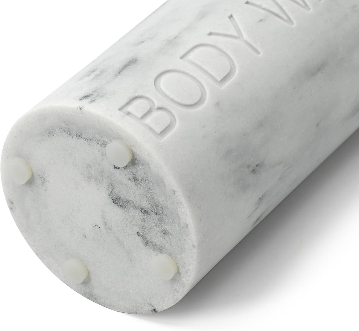 White Body Wash Dispenser Luxurious Refillable Pump Bottle with Embossed Text, Durable Construction