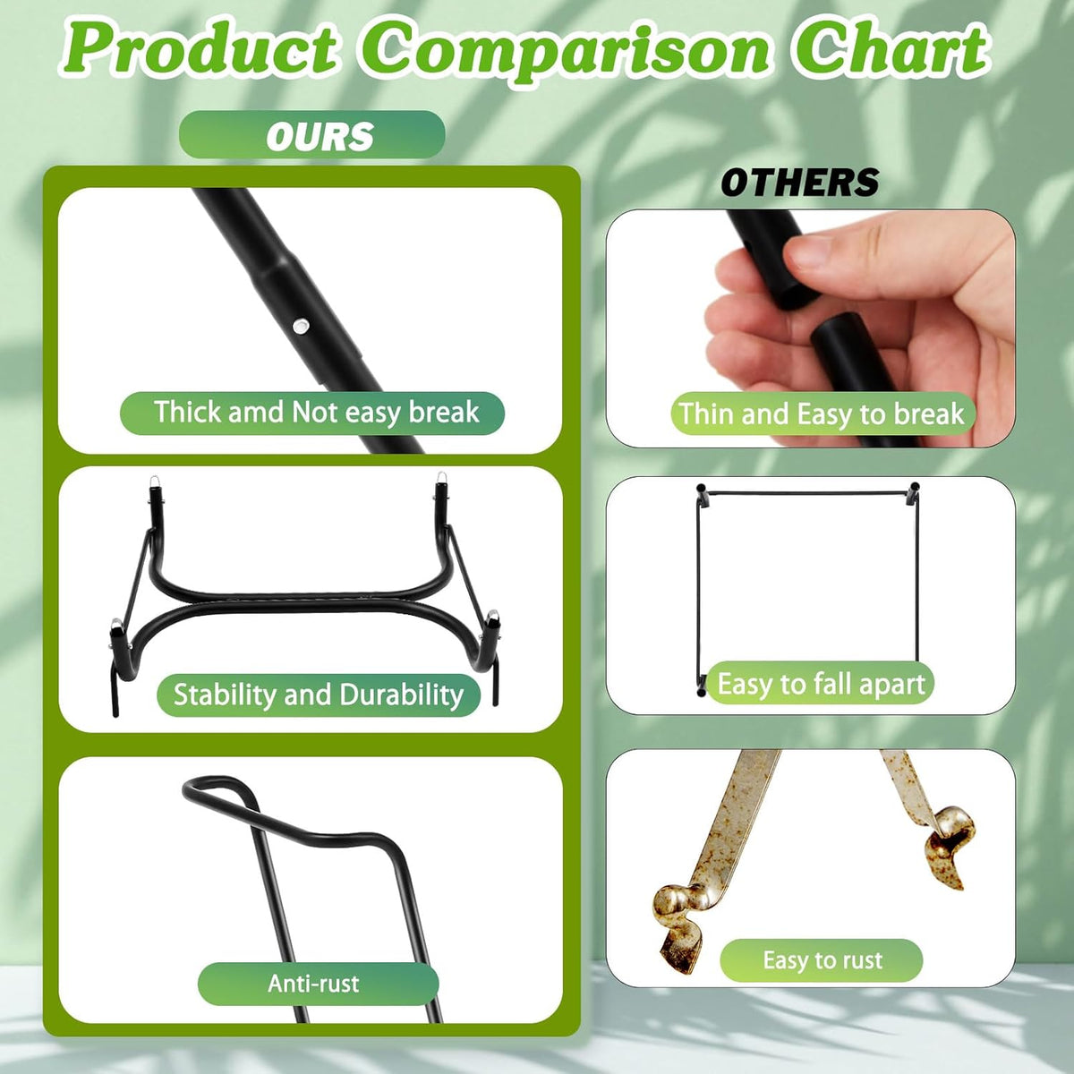 Gisafai 2 Pieces Metal Leaf Bag Holder Stand Portable Trash Bag Holder Frame Outdoor Holds 30-45