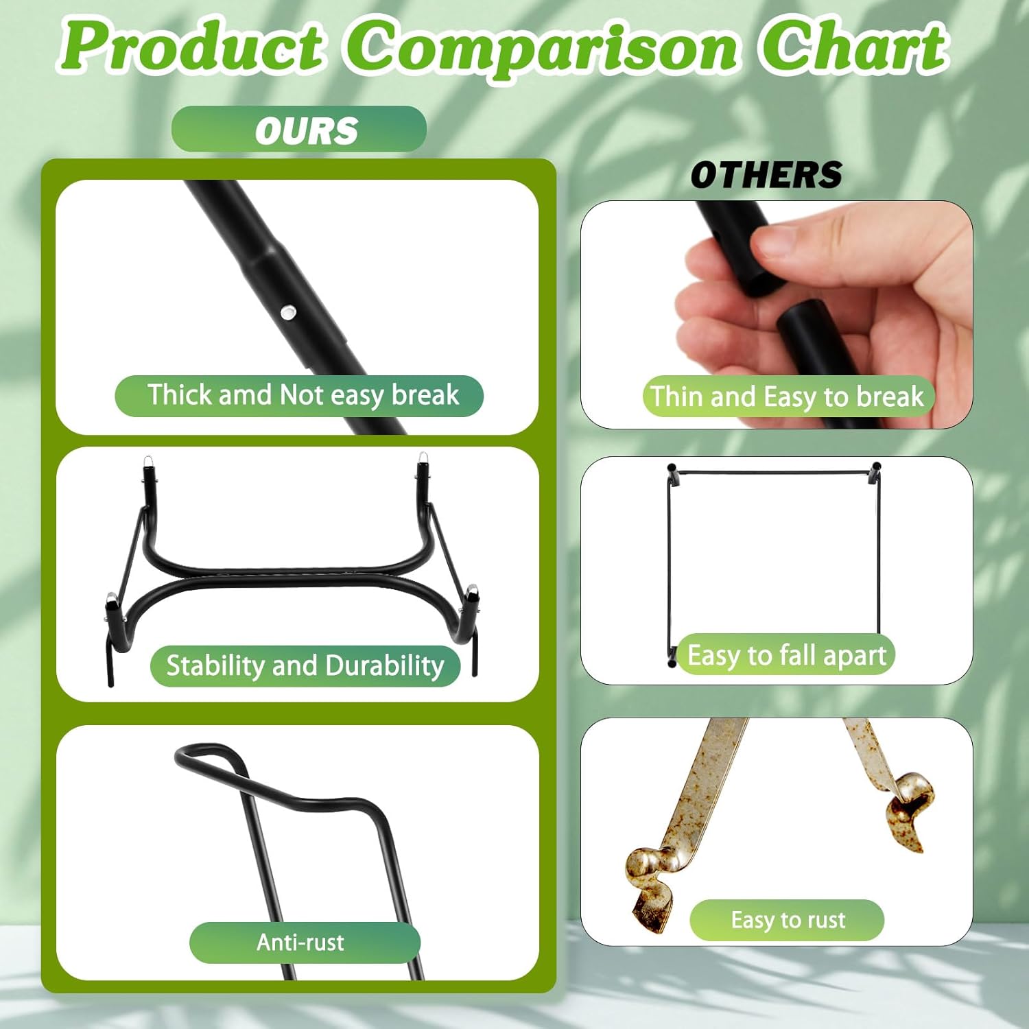 Gisafai 2 Pieces Metal Leaf Bag Holder Stand Portable Trash Bag Holder Frame Outdoor Holds 30-45