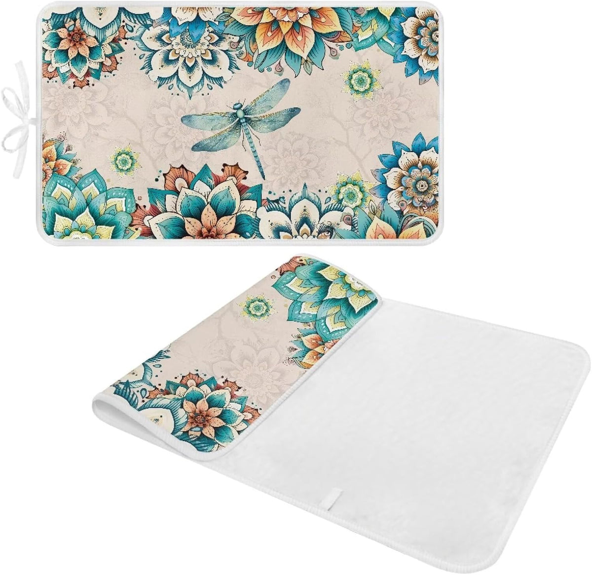 Bohemian Folding Ironing Mat Heat and Steam Resistant Dragonfly Ironing Pad 32 x 16 Inch Foldable