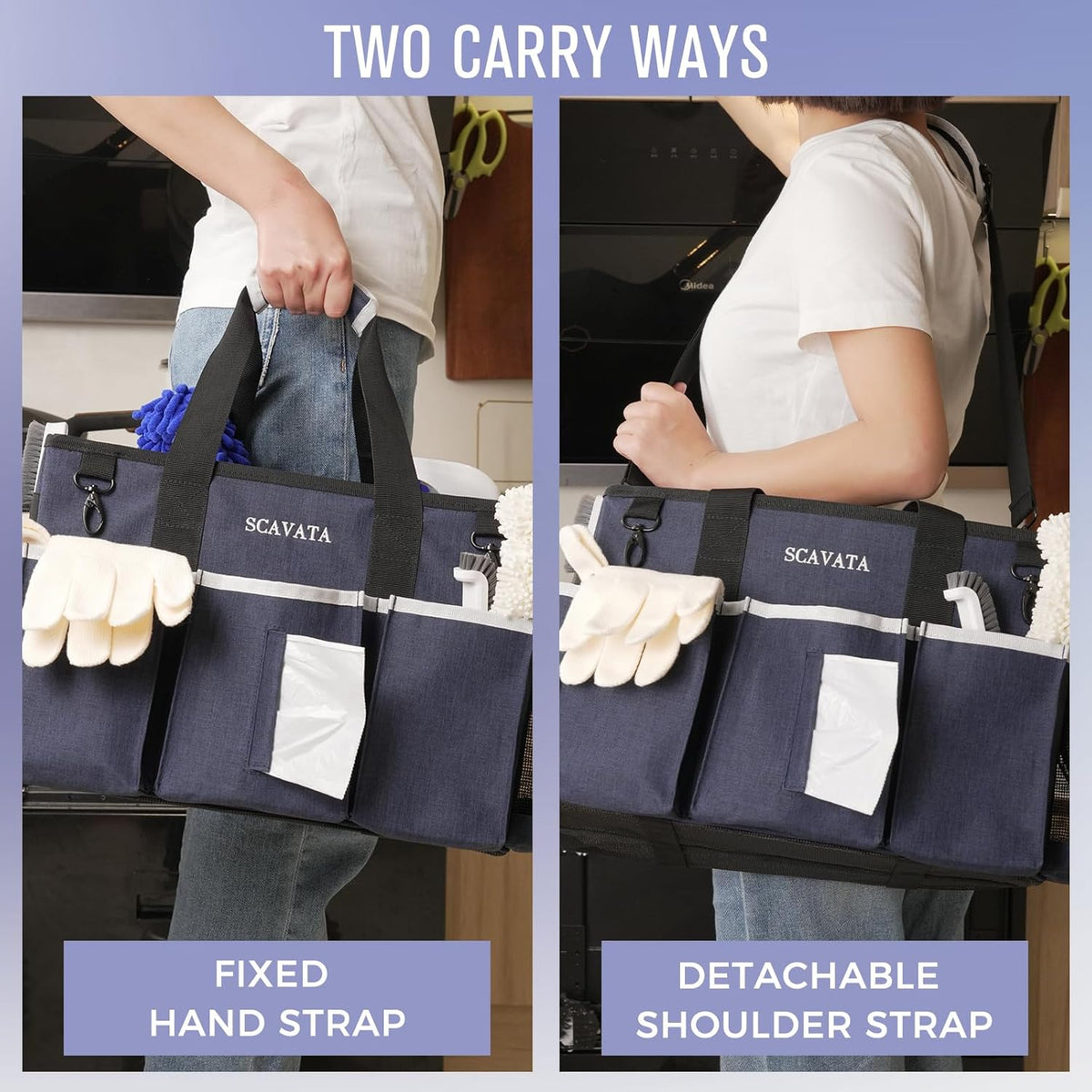 Wearable Caddy Bag, Cleaning Supplies Organizer With Handle & Shoulder Straps for Housekeepers