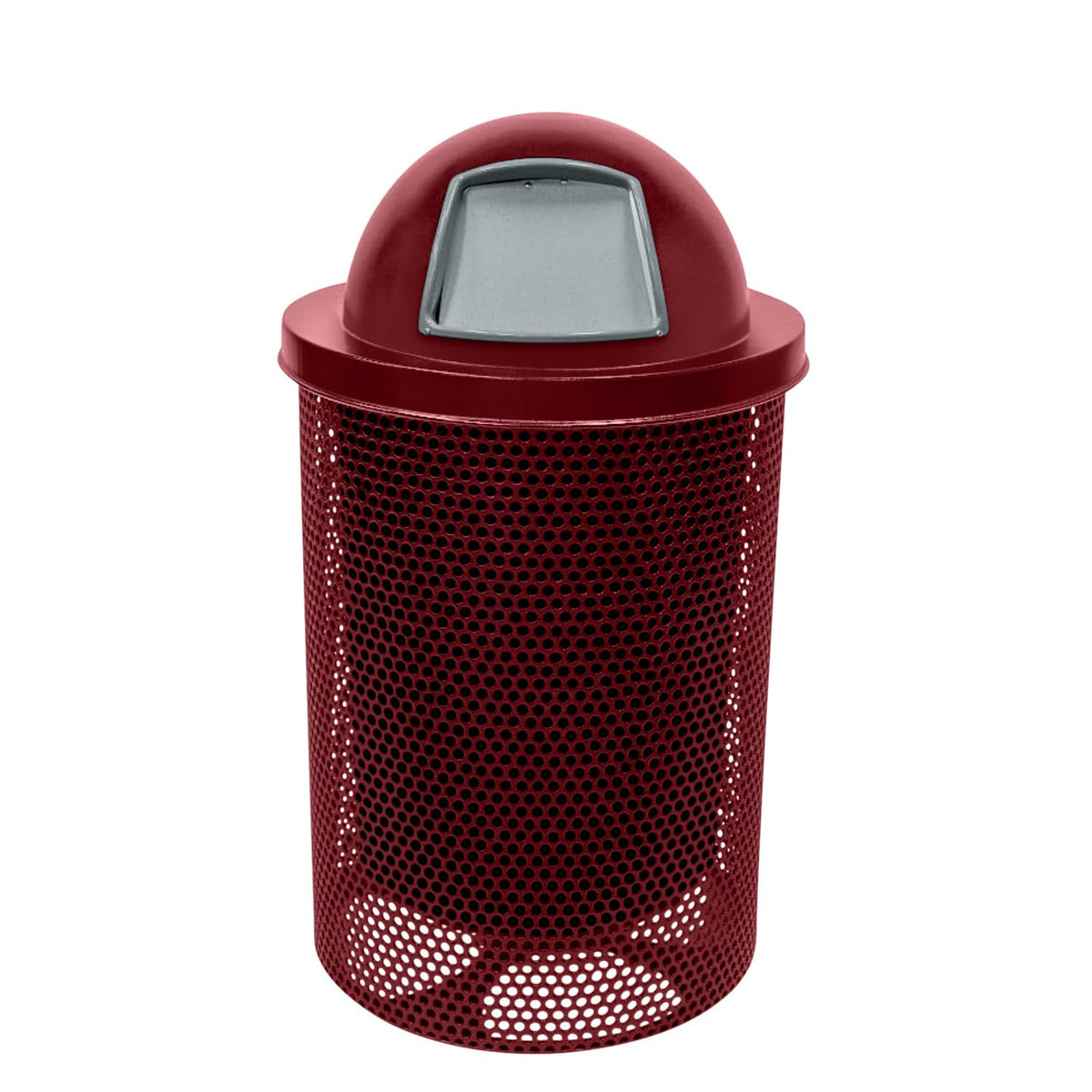 COATEDOUTDOORFURNITURE RDT-P-BUR Heavy Duty Round Trash Receptacle with Dome Top, Liner Included