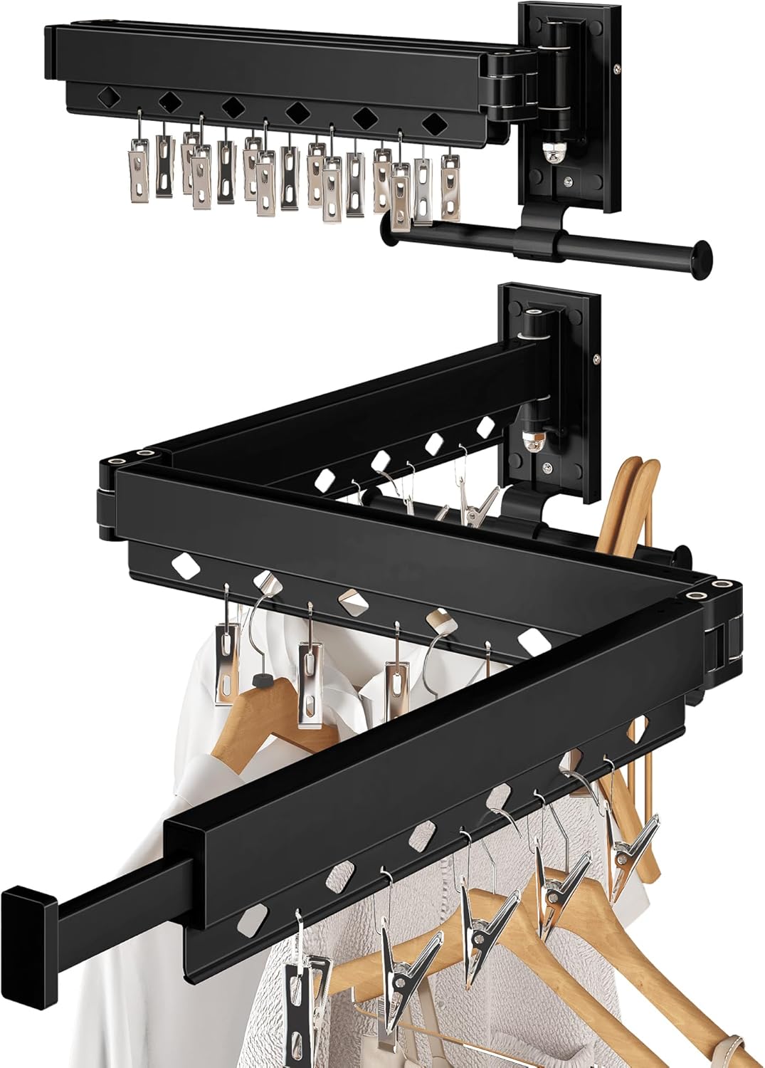 Wall Mounted Collapsible Clothes Drying Rack, Durable Space-Saving Laundry Drying Rack Clothing