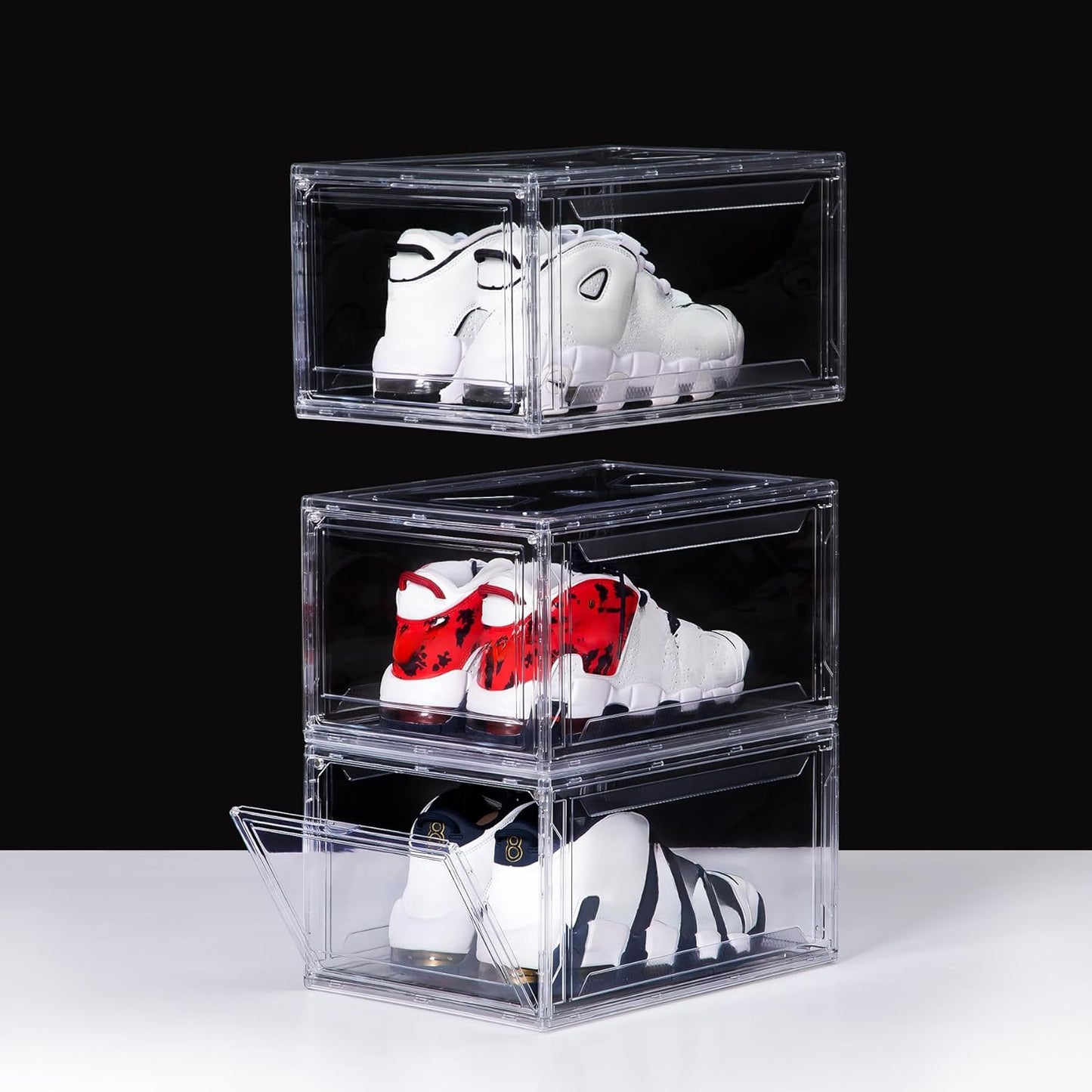 3 Pack Acrylic Shoe Boxes, Ultra Clear Shoe Boxes Stackable, Shoe Storage Box Sneaker Storage for
