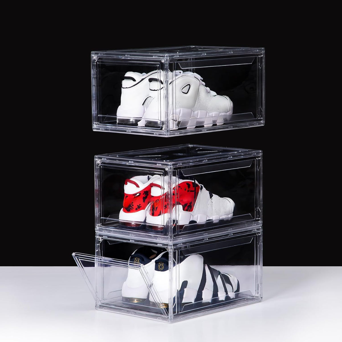 3 Pack Acrylic Shoe Boxes, Ultra Clear Shoe Boxes Stackable, Shoe Storage Box Sneaker Storage for