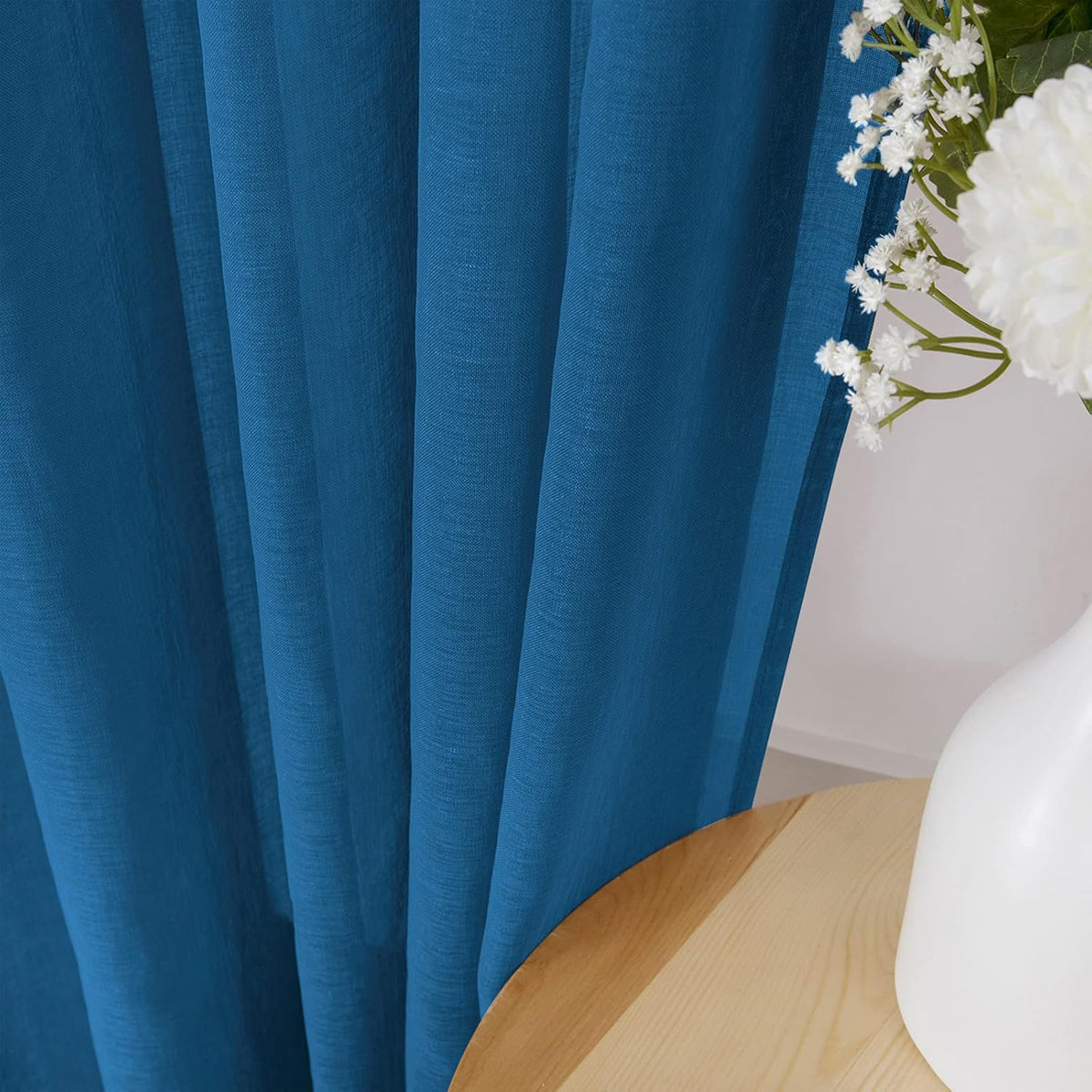 Tollpiz Sheer Curtain Linen Textured Living Room Curtains Sheer Light Filtering Rod Pocket Voile
