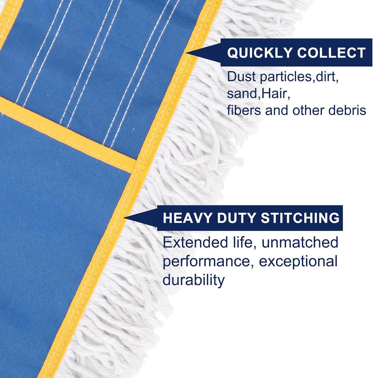 KeFanta 24" Commercial Dust Mop Replacement Heads, Reusable Industrial Dust Mop Pads, Blue Washable