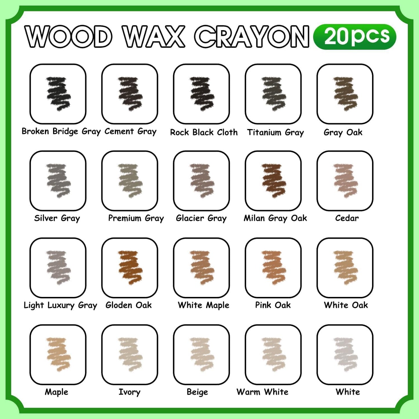 Furniture Markers Touch Up, 20 Colors Wood Filler Sticks, Wood Wax Crayons for Repairing Scratches