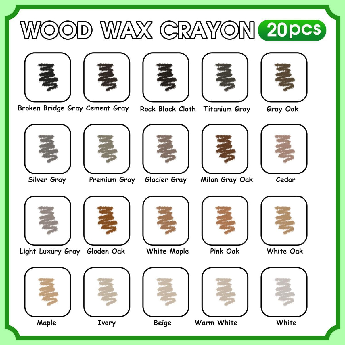 Furniture Markers Touch Up, 20 Colors Wood Filler Sticks, Wood Wax Crayons for Repairing Scratches