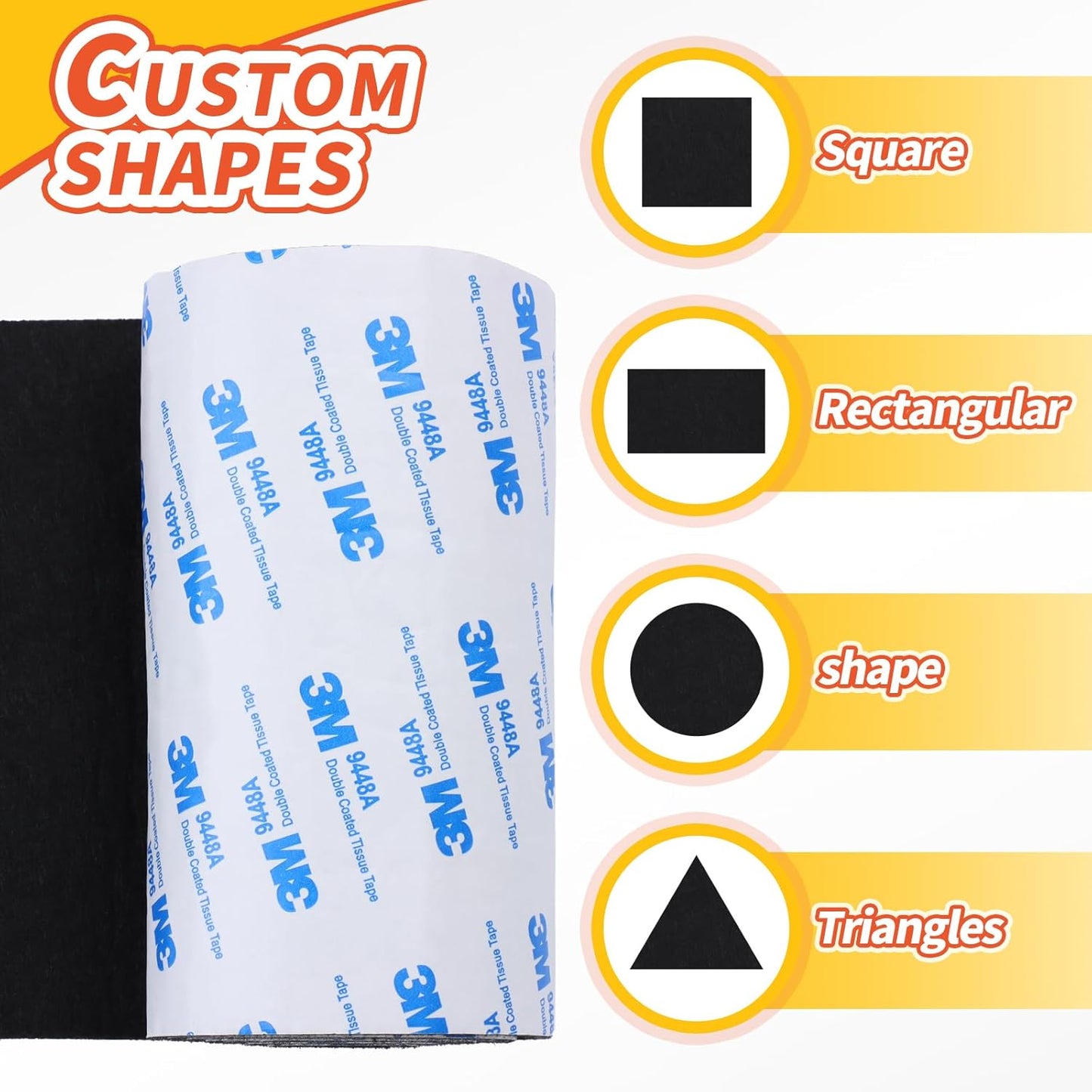 Felt Furniture Pads, Non Slip Self Adhesive Cuttable Felt Tape Black Heavy Duty Felts Strip Roll