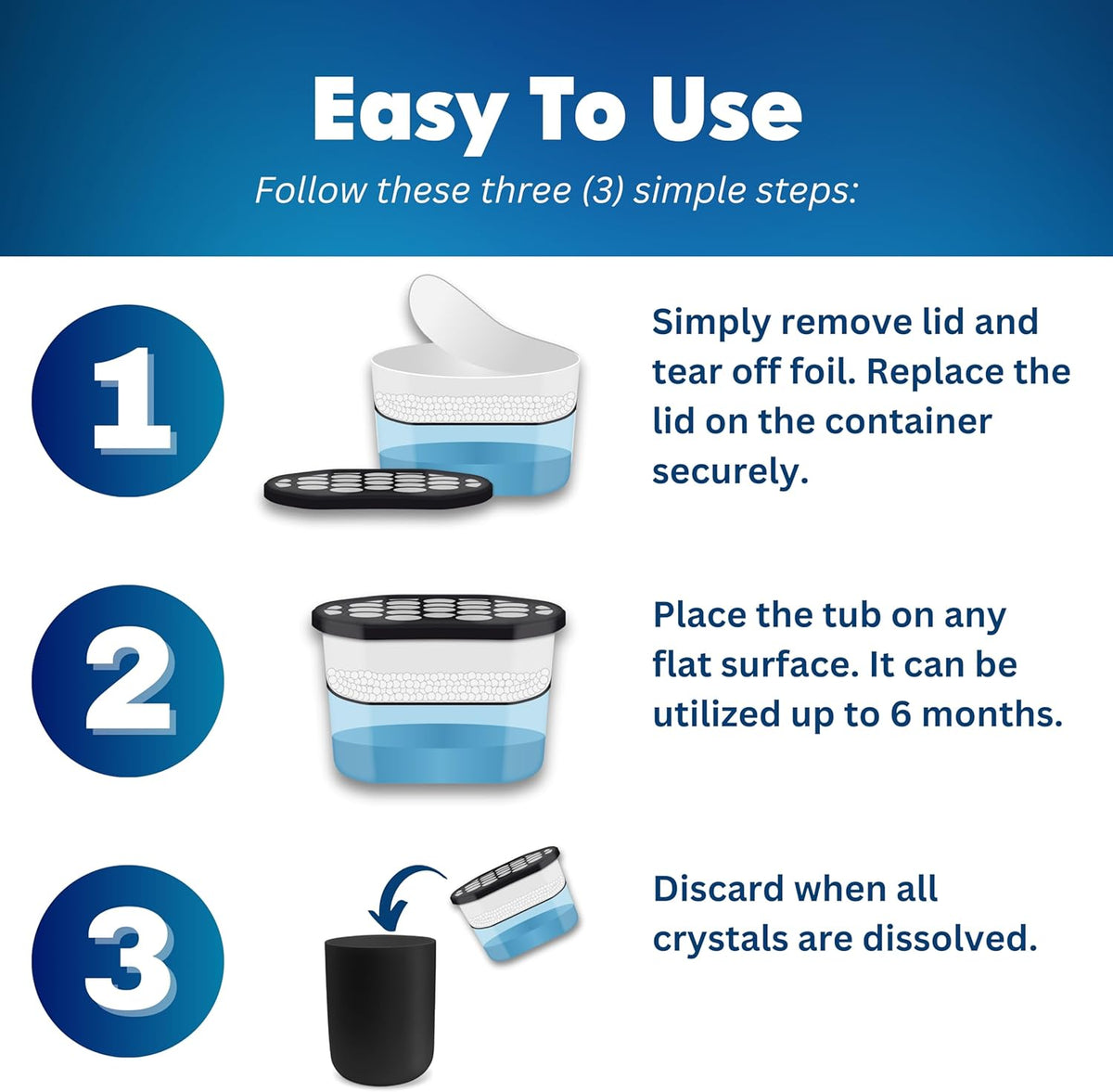 Moisture Absorber Tub with Activated Charcoal - 6-Pack - 10.5 oz Disposable Odor Eliminator Box &