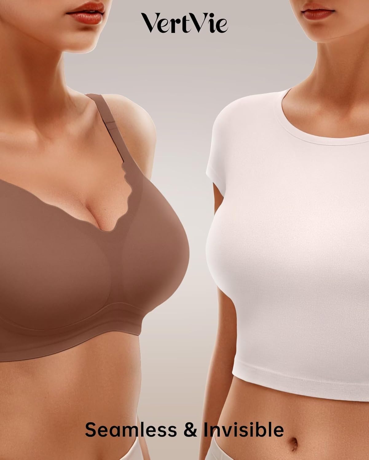 Vertvie Womens Seamless Bras No Underwire Supportive Wireless Push Up Full Coverage Bralette