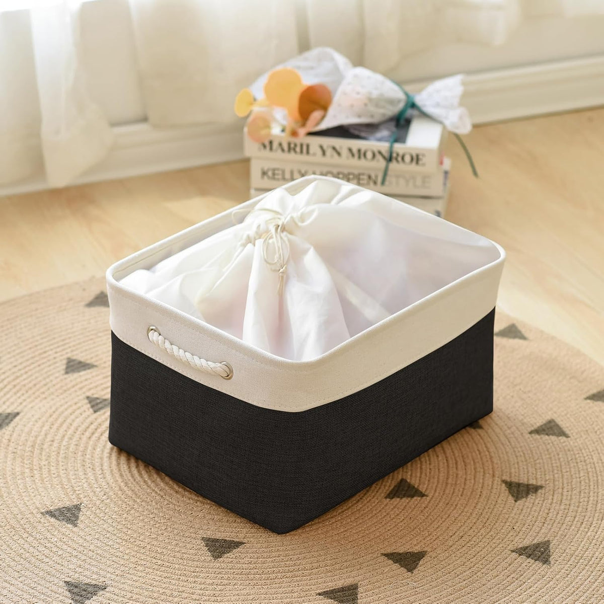 TheWarmHome Organization and Storage Basket for Organizing - Jumbo 3 Pack 17.7x13.8x9.7 inch Fabric