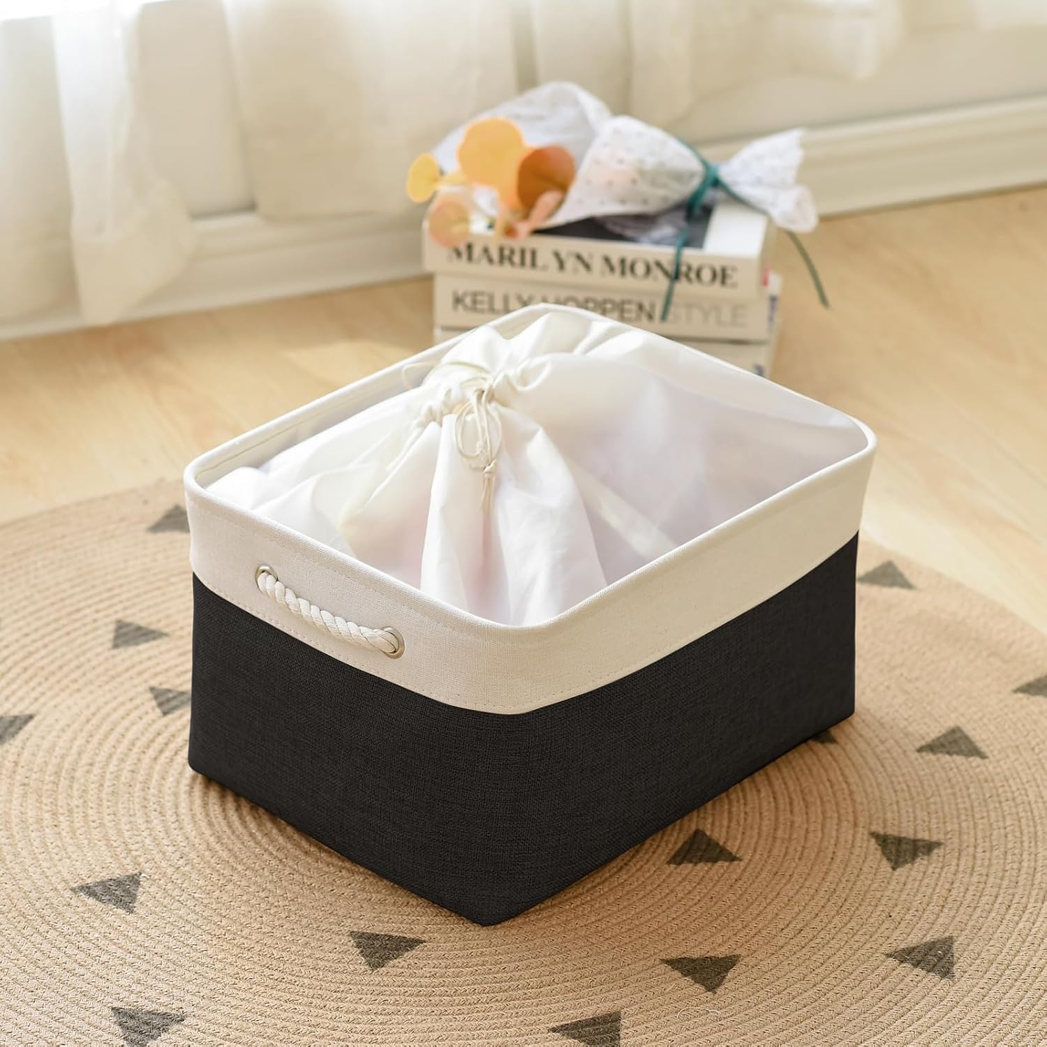 TheWarmHome Organization and Storage Basket for Organizing - Jumbo 3 Pack 17.7x13.8x9.7 inch Fabric