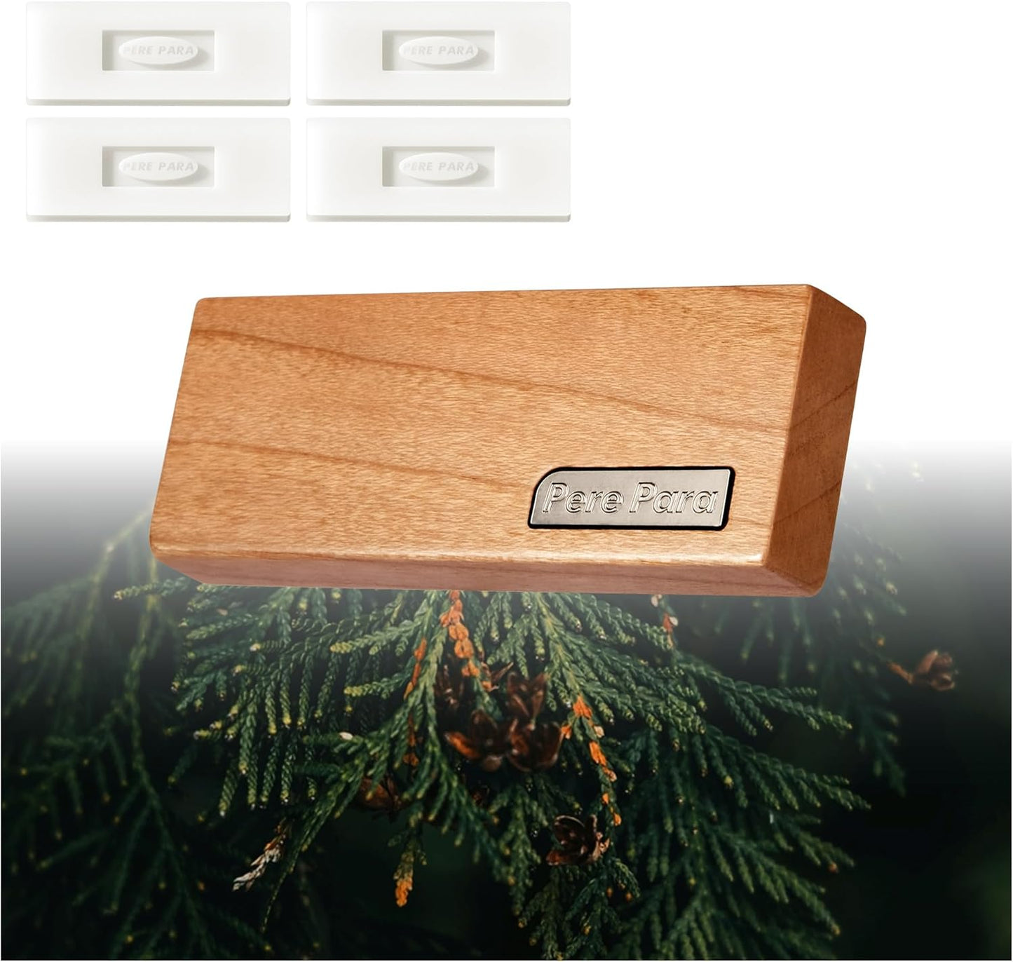 4 Refreshing Scent Bags Wood Car Air Freshener Vent Clip (Burlywood, Misty Grove)- Natural Scent