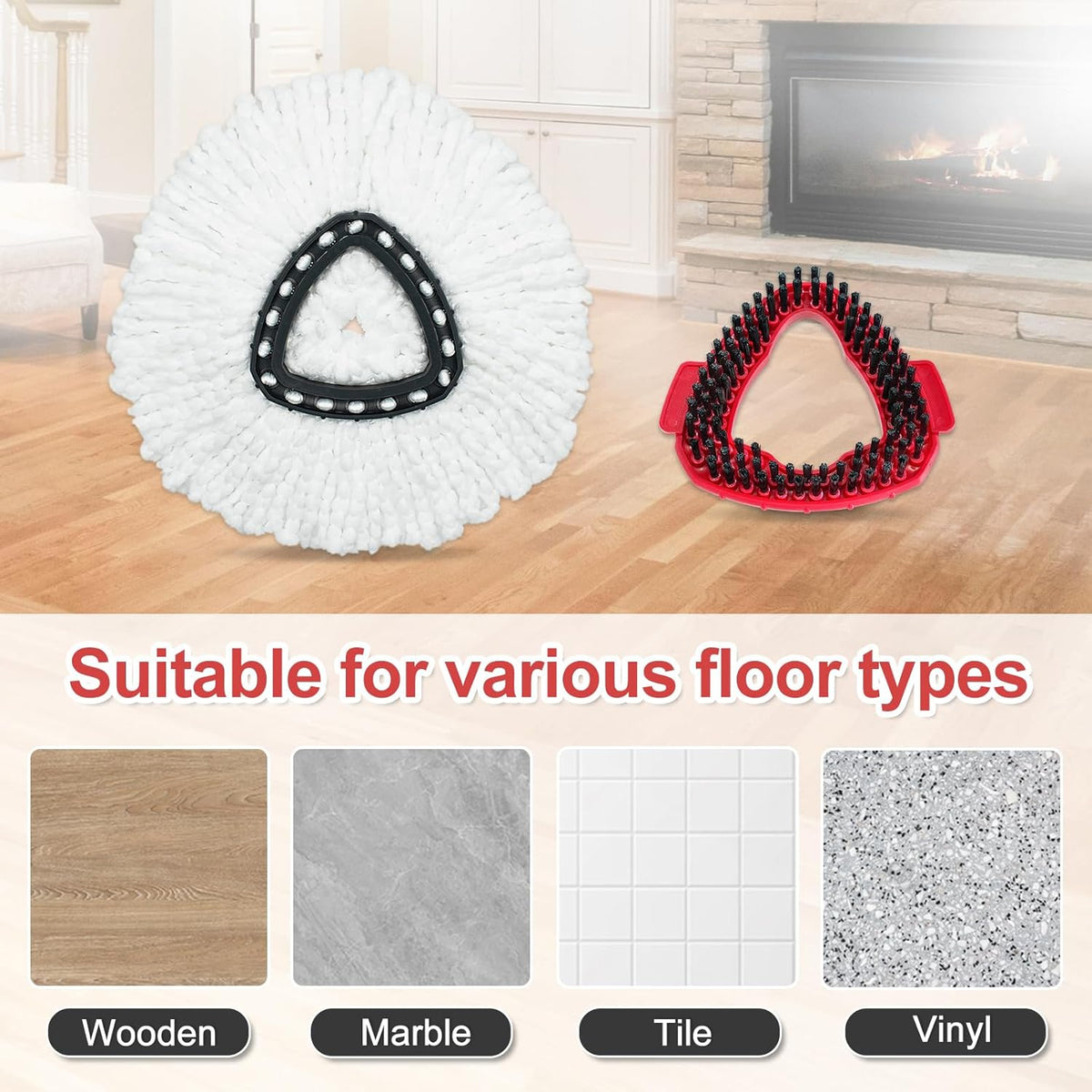 Mop Heads Replacement for Ocedar, Mop Replace Head for Ocedar EasyWring 1 Tank, Microfiber Spin Mop