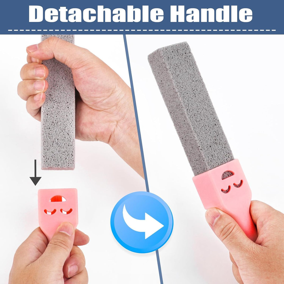 Navona 34 Pack Pumice Stone Scouring Sticks with 3 Universal Handles, Grey Pumice Stone for