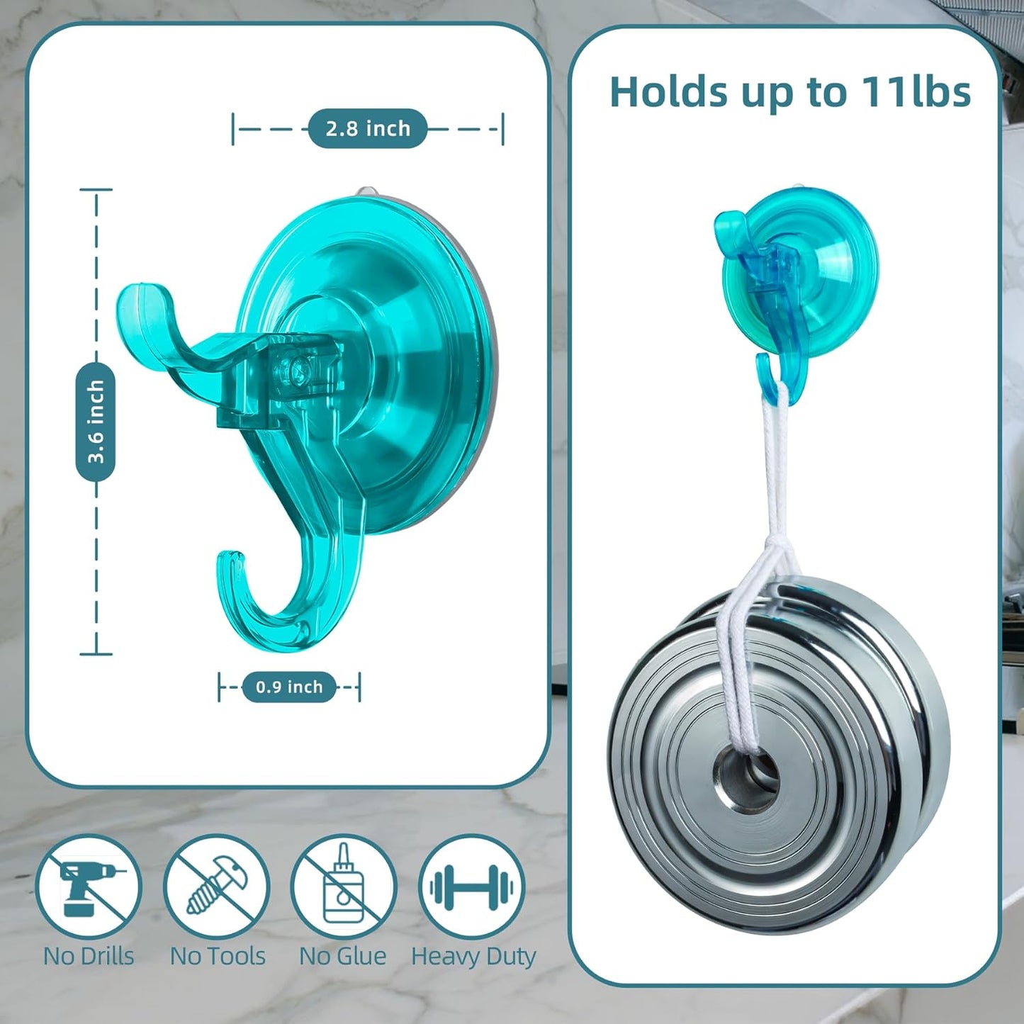 Antimbee Suction Cup Hooks, 5 Pack Shower Wall Suction Cup Hangers, Heavy Duty Vacuum Suction Cups