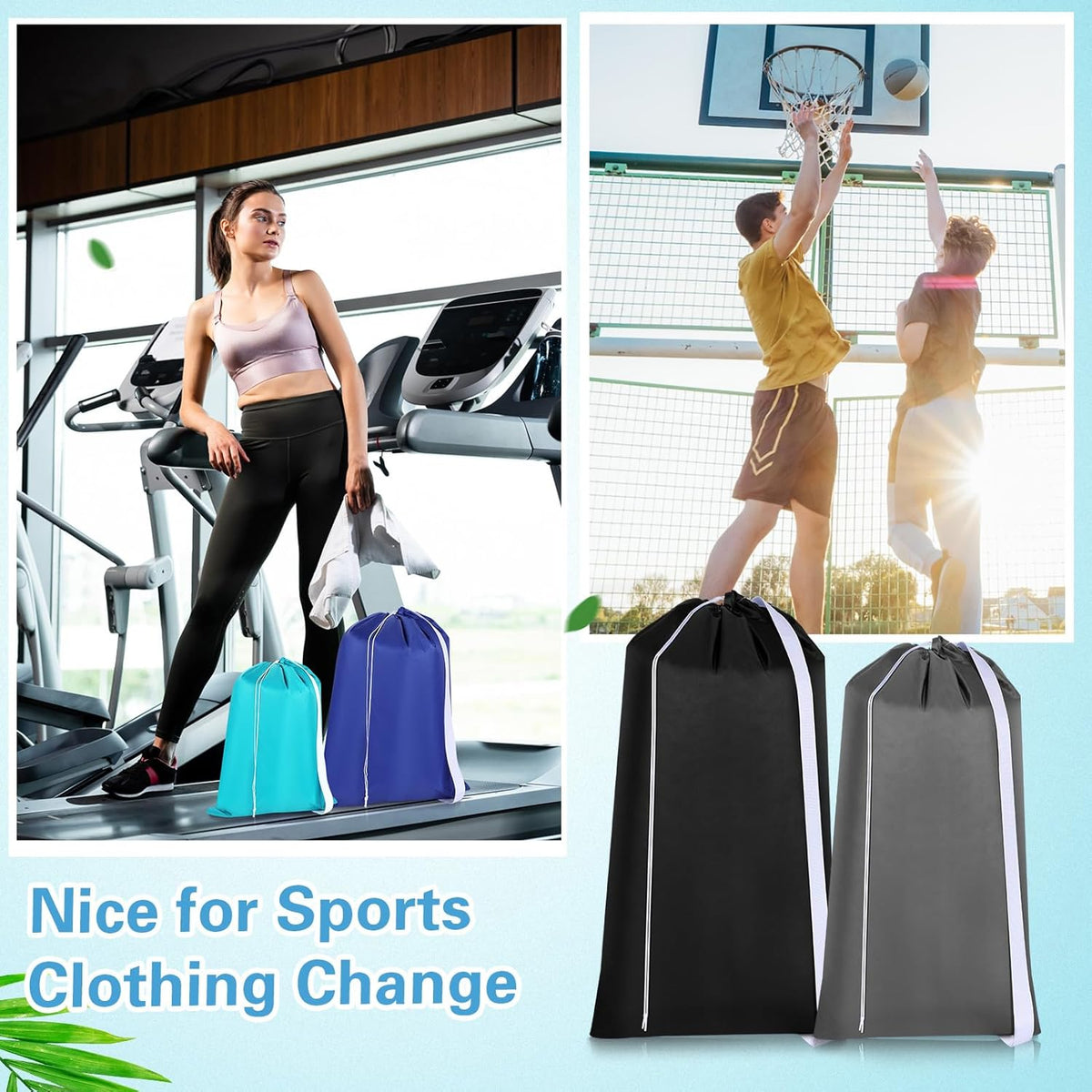 10 Pcs Nylon Extra Large Laundry Bag with Strap Travel Laundry Bags with Drawstring Closure