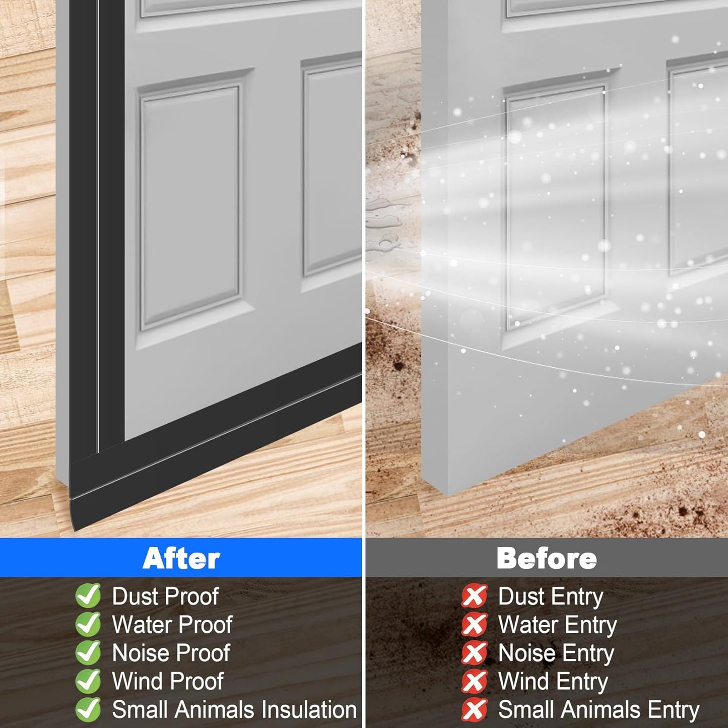 ToLanbbt Weather Stripping Silicone Door Seal Strip 2 in x 20 ft Door Draft Stopper Self Adhesive