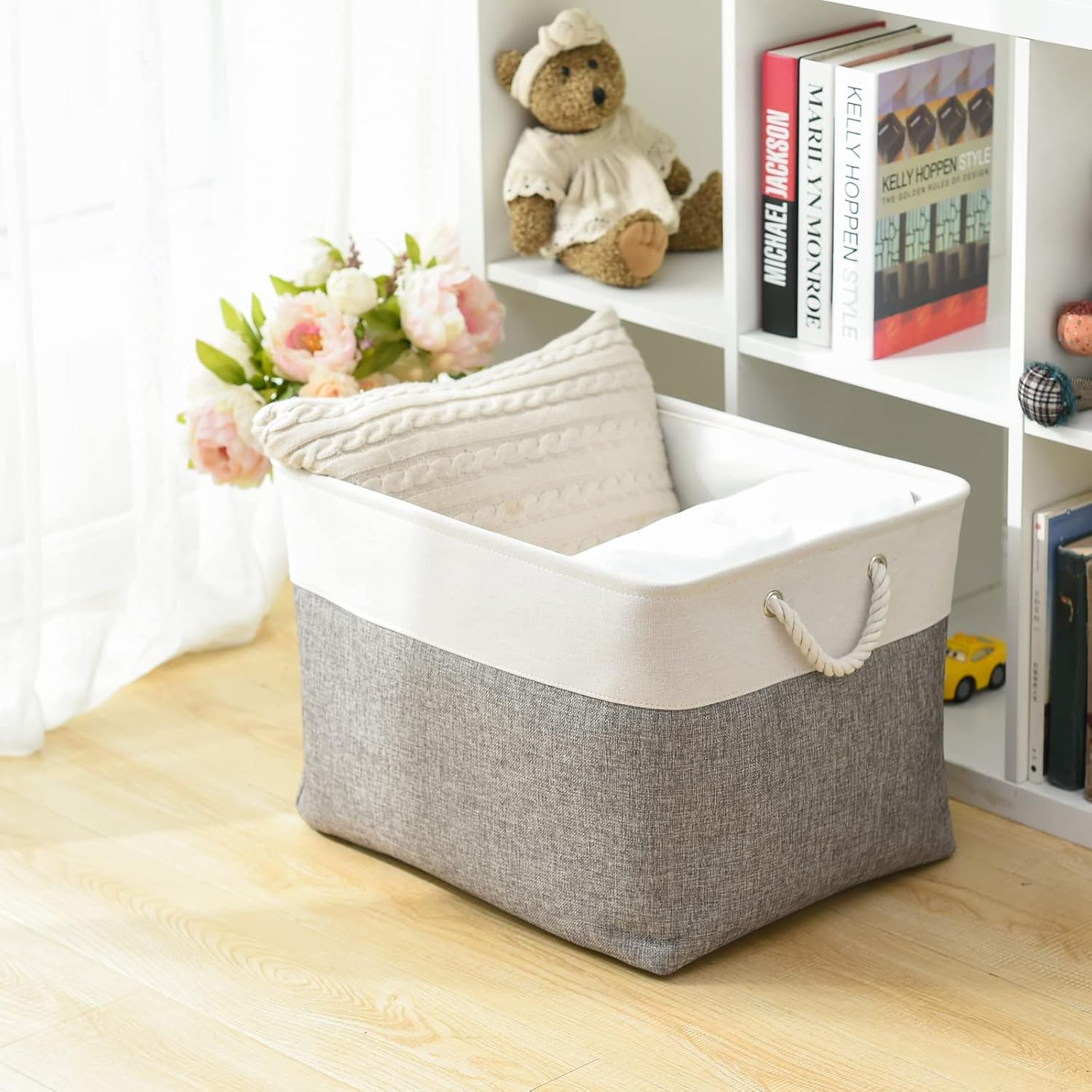 TheWarmHome Storage Bins Baskets for Organizing, 20.5L×15.7W×13.8H 3 Pack Sturdy Fabric Storage