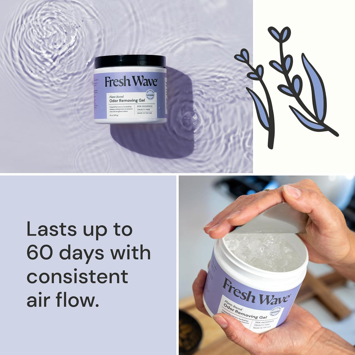 Fresh Wave Lavender Odor Removing Gel, 15 oz. | Odor Absorbers for Home | Safer Odor Relief |