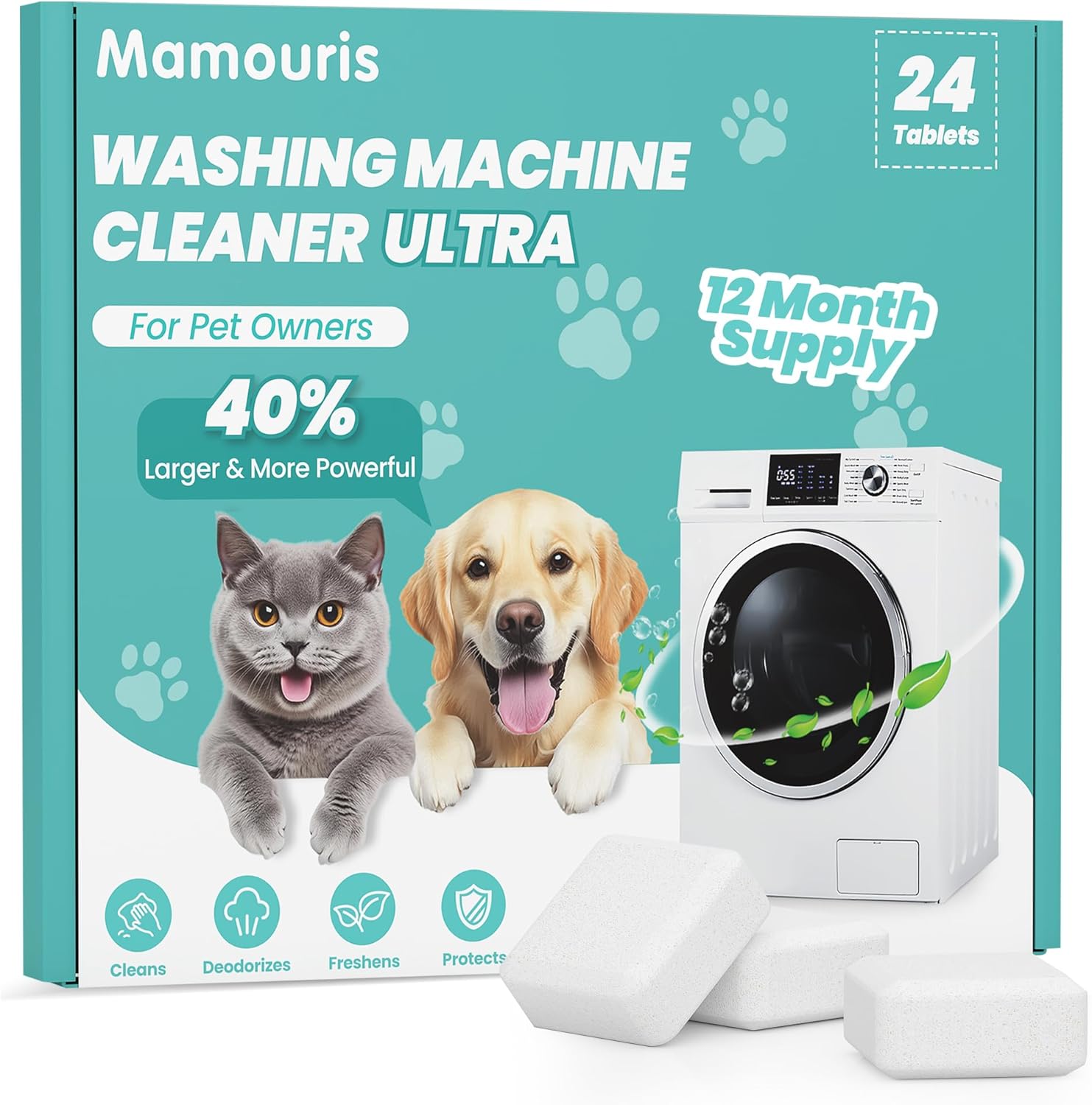 Washing Machine Cleaner Tablets: 40% Stronger Cleaning Power, Deep Cleaning Tablets For HE, Front
