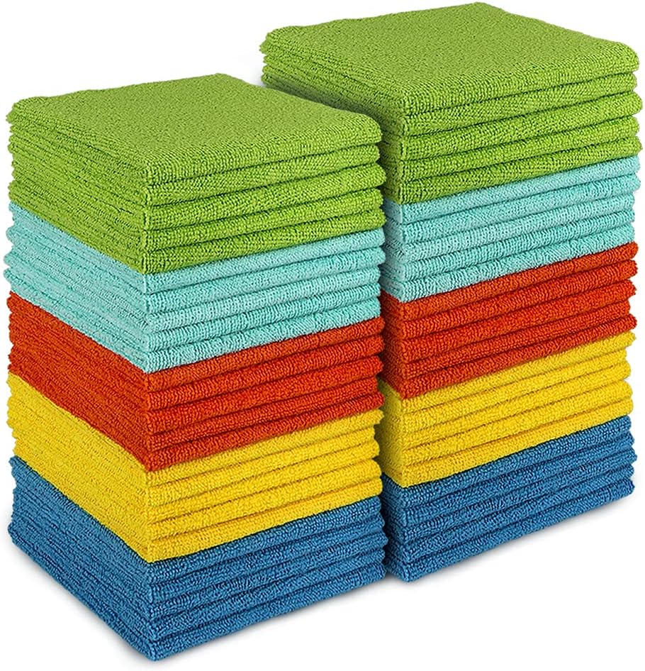 AIDEA Microfiber Cleaning Cloth, 50PK, Microfiber Towels for Cars, All Purpose Cleaning Rags for