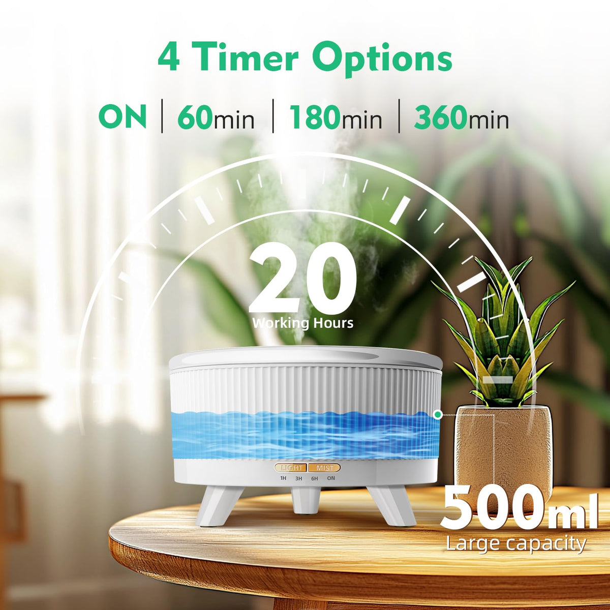 YOUENKITY 20-Hour Long-Lasting Aromatherapy, 500ML Essential Oil Diffuser – view 6