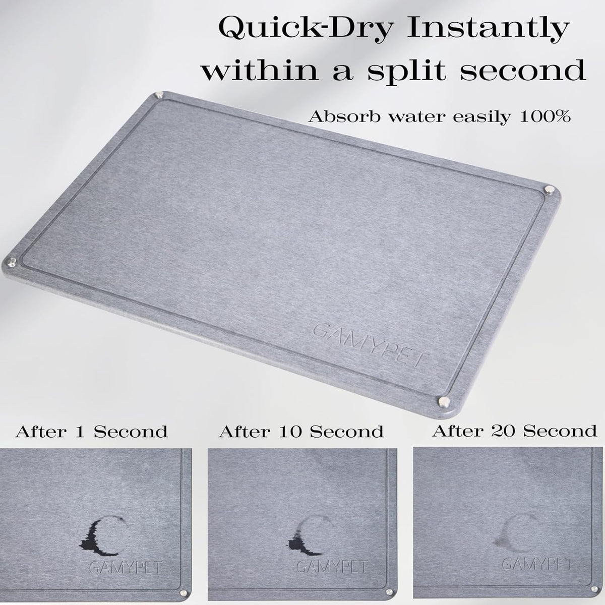 Stone Dish Drying Mat 24"×16" Large Diatomaceous Earth Dishes Quick Dry Pad for Kitchen Counter