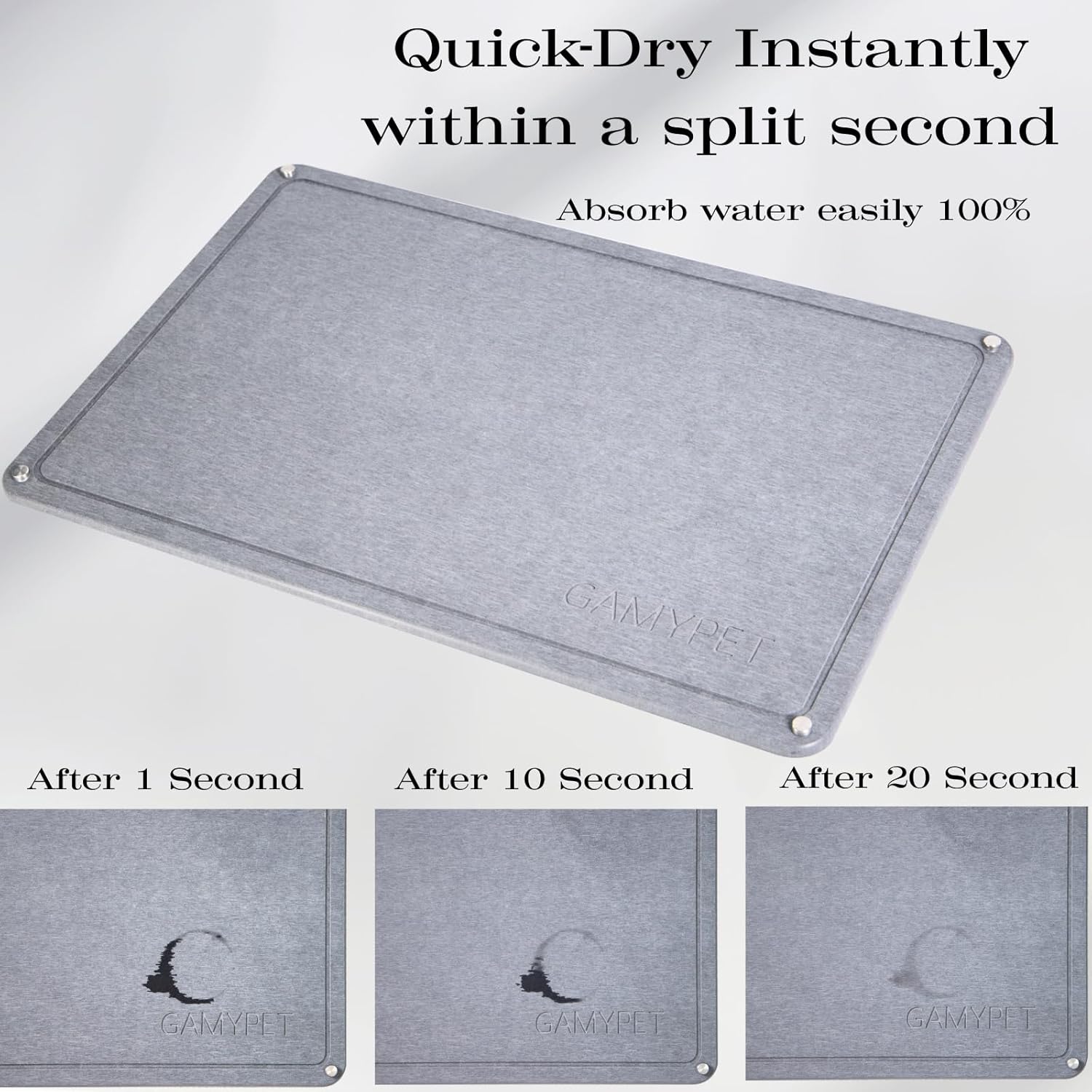 Stone Dish Drying Mat 24"×16" Large Diatomaceous Earth Dishes Quick Dry Pad for Kitchen Counter