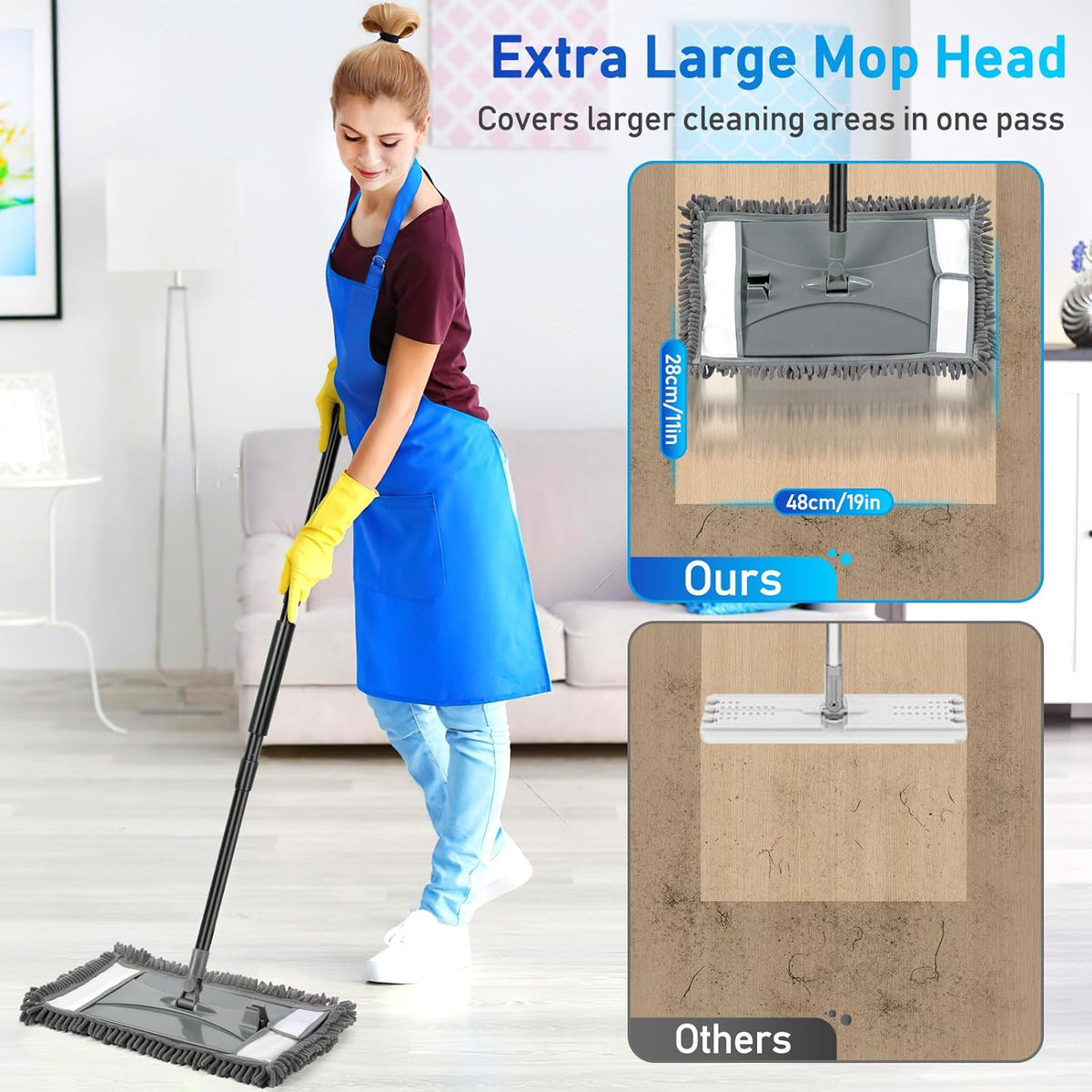 Wall Cleaner Mop with Long Handle, Wall Dust Cleaning Mop for Washing Walls with 2 Microfiber