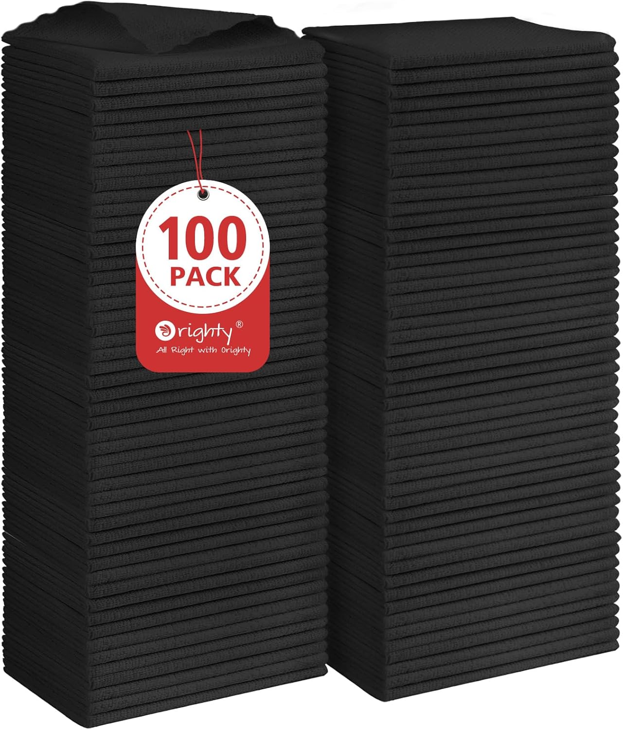 Orighty Black Microfiber Cleaning Cloth, 100 Pack Highly Absorbent Cleaning Supplies, Lint Free