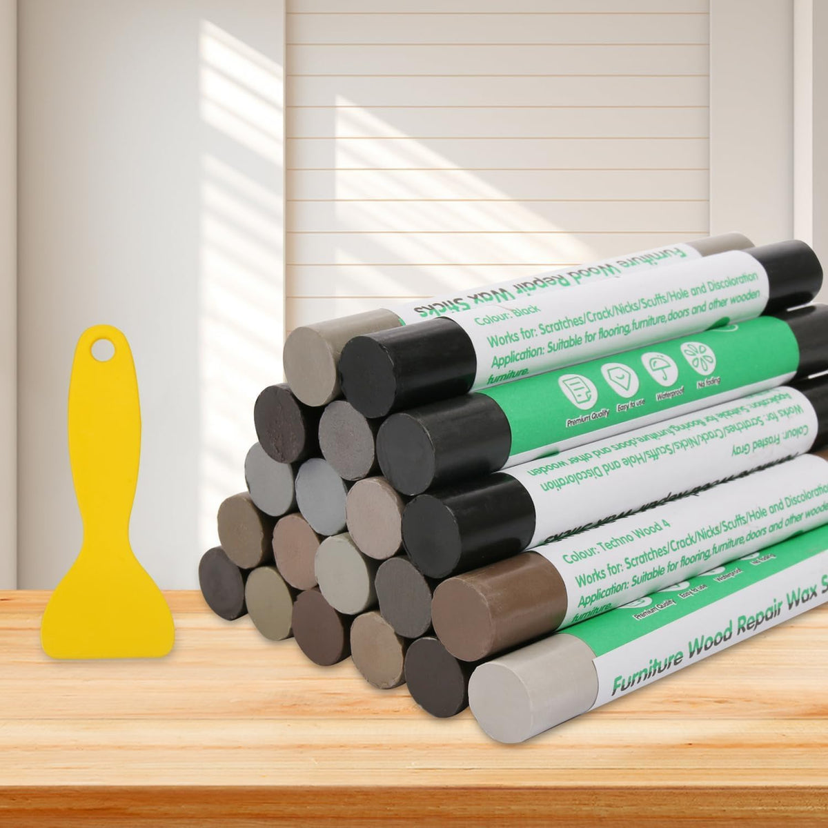 Furniture Markers Touch Up, 20 Colors Wood Filler Sticks, Wood Wax Crayons for Repairing Scratches