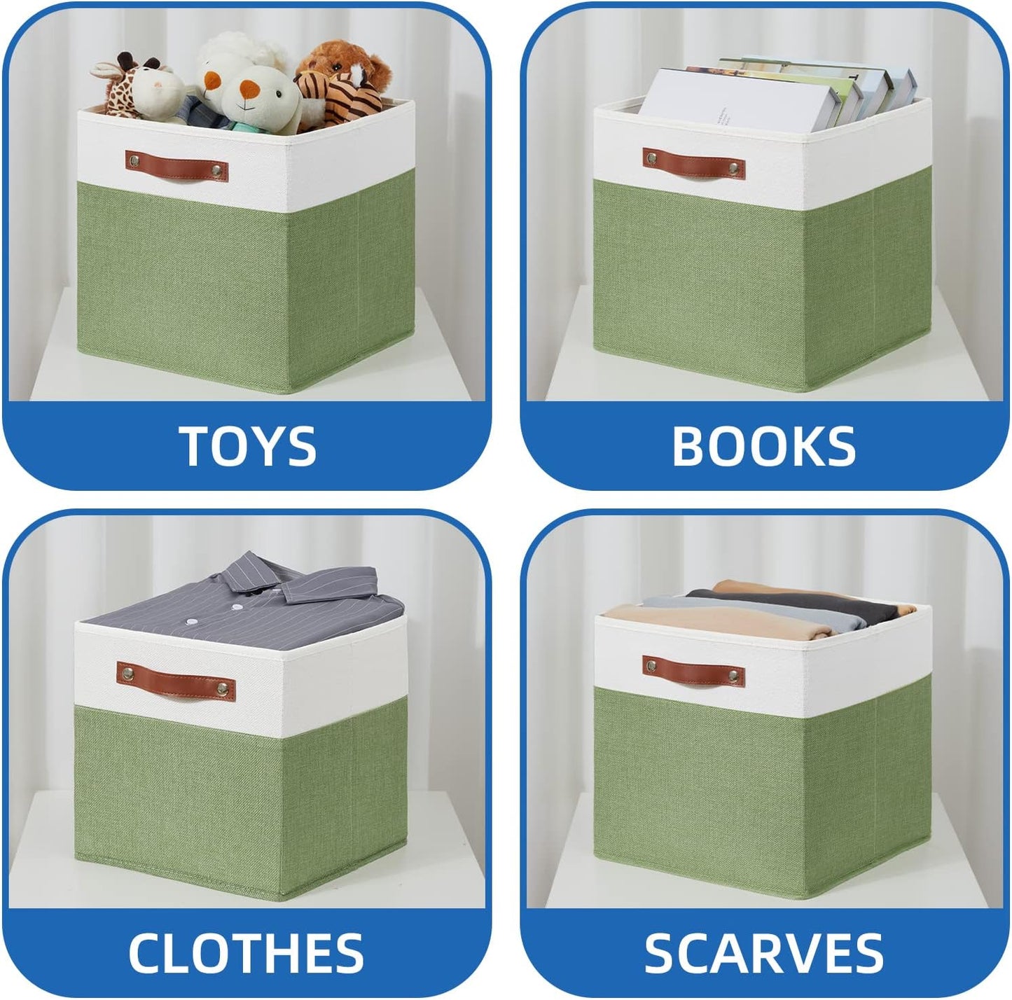 Temary 13 Inch Cube Storage Bin 4 Pack Fabric Storage Cubes Fabric Storage Bin for Shelf, Cube