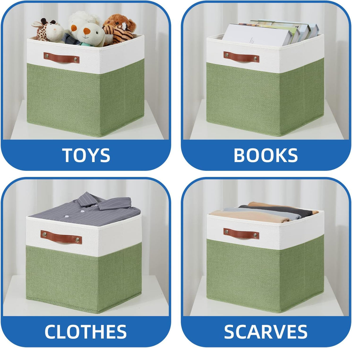 Temary 13 Inch Cube Storage Bin 4 Pack Fabric Storage Cubes Fabric Storage Bin for Shelf, Cube