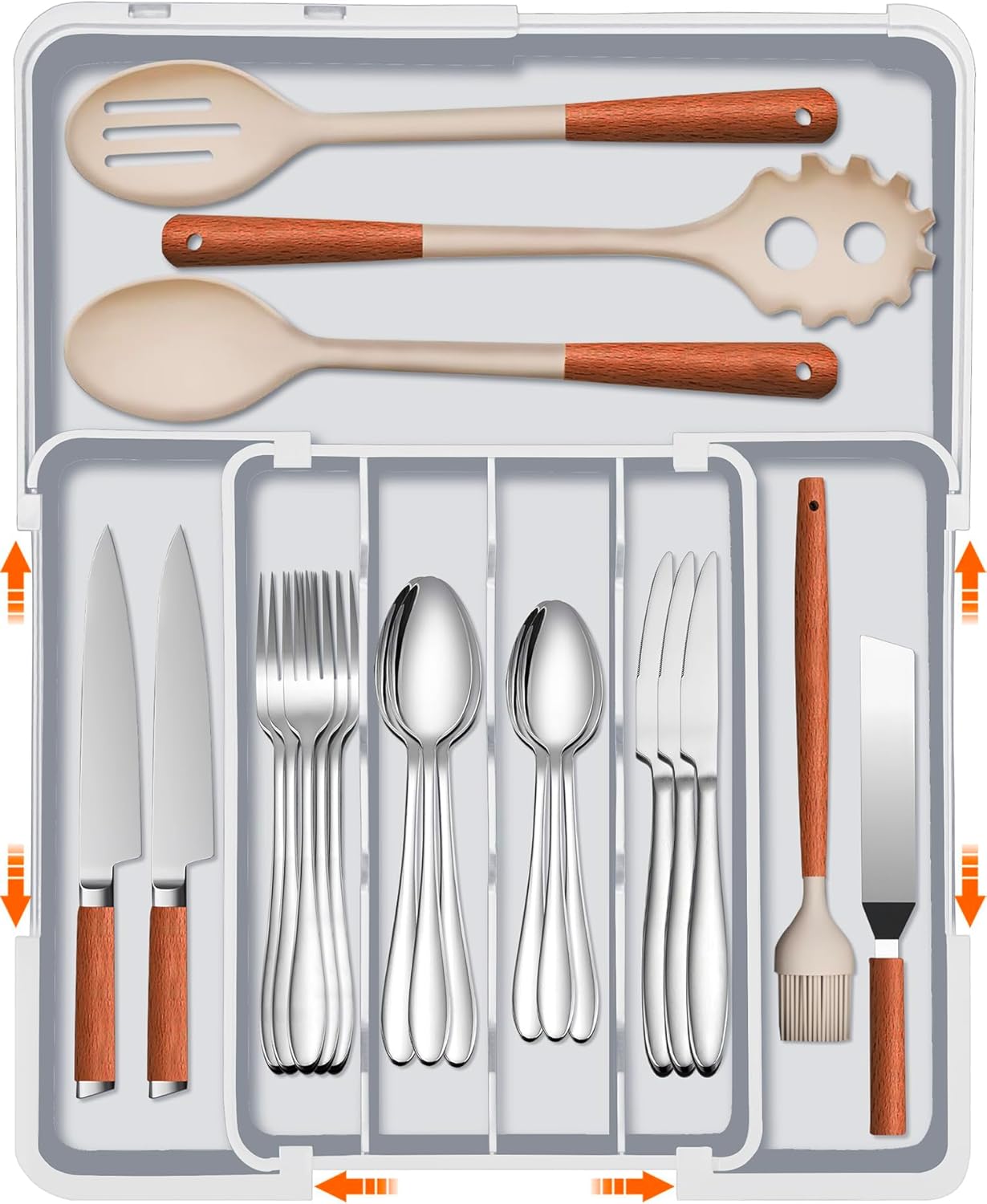 Expandable Silverware Drawer Organizer BPA Free Cutlery Organizer Small Utensil Organizer for