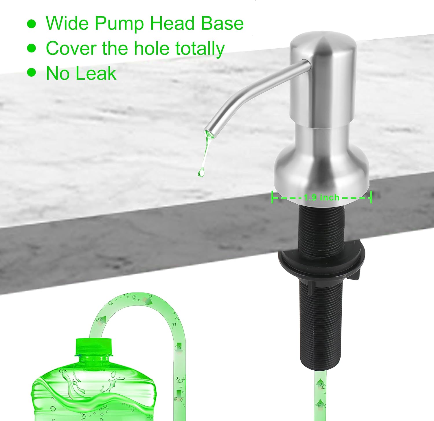 Soap Dispenser for Kitchen Sink, Sink Soap Dispenser with Longer Threaded Shaft Shank, 47"